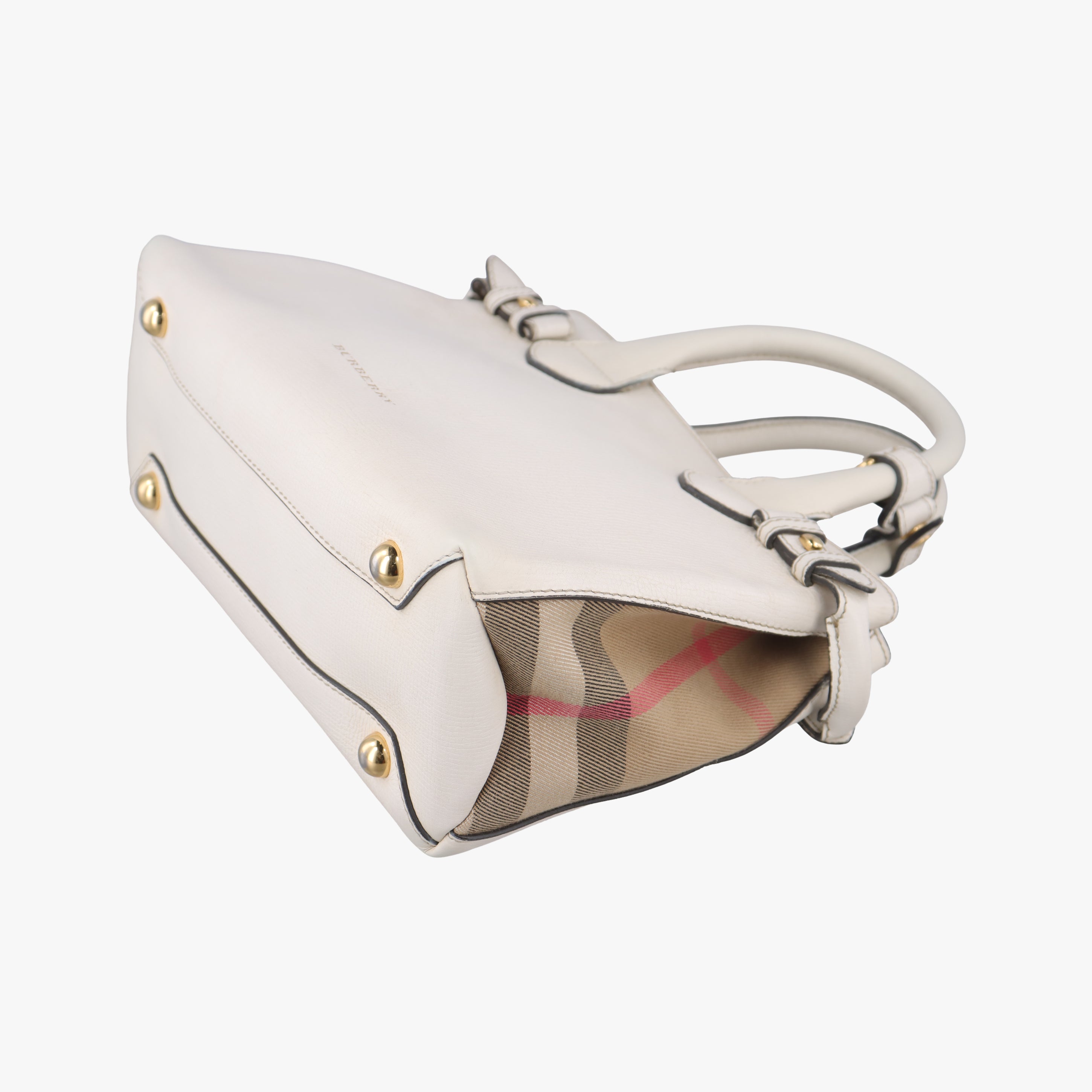 Vintage Burberry House Check The Banner White Leather  shoulderbag | stylenewstar