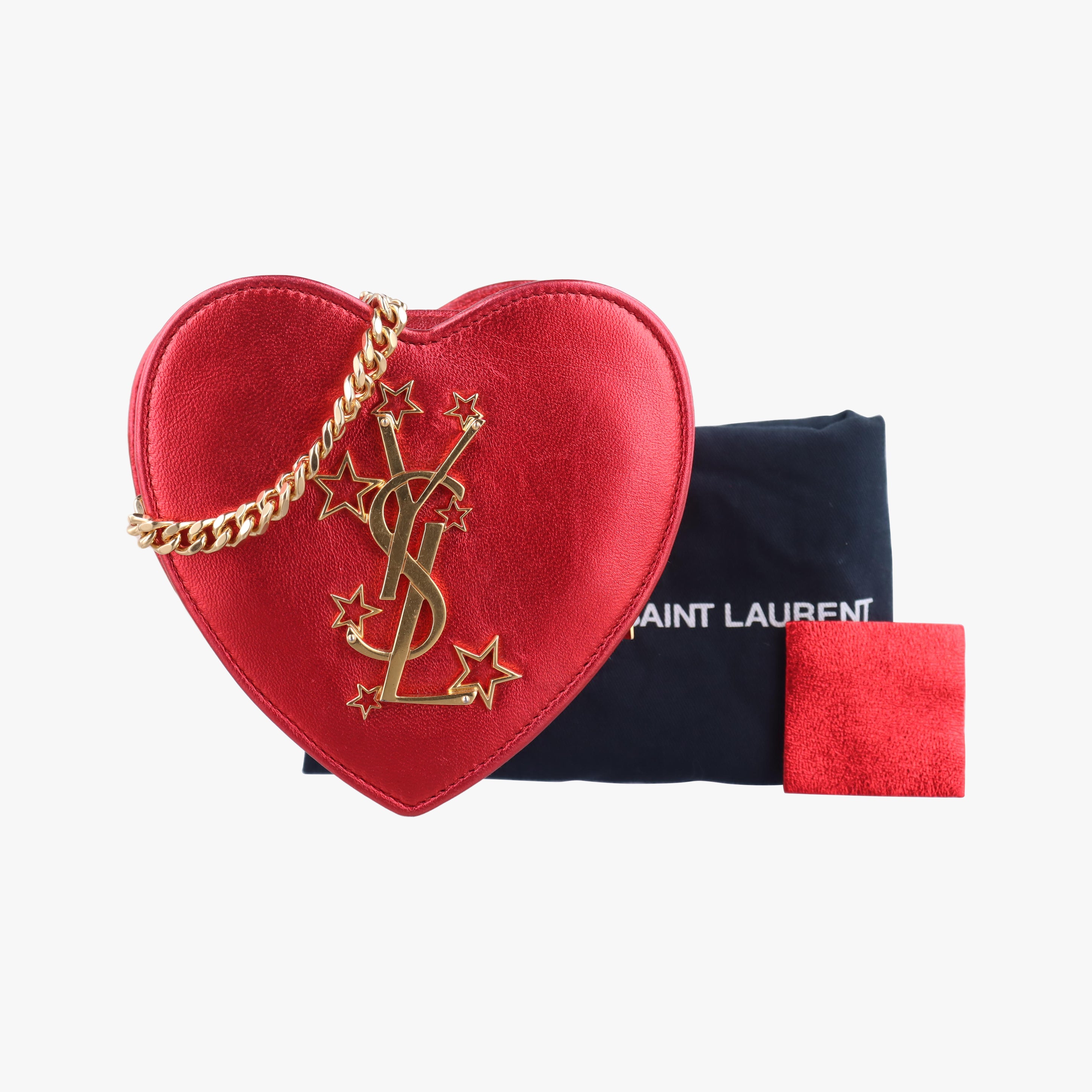 Vintage Yves Saint Laurent Love heart Red Leather 449225 shoulderbag | stylenewstar