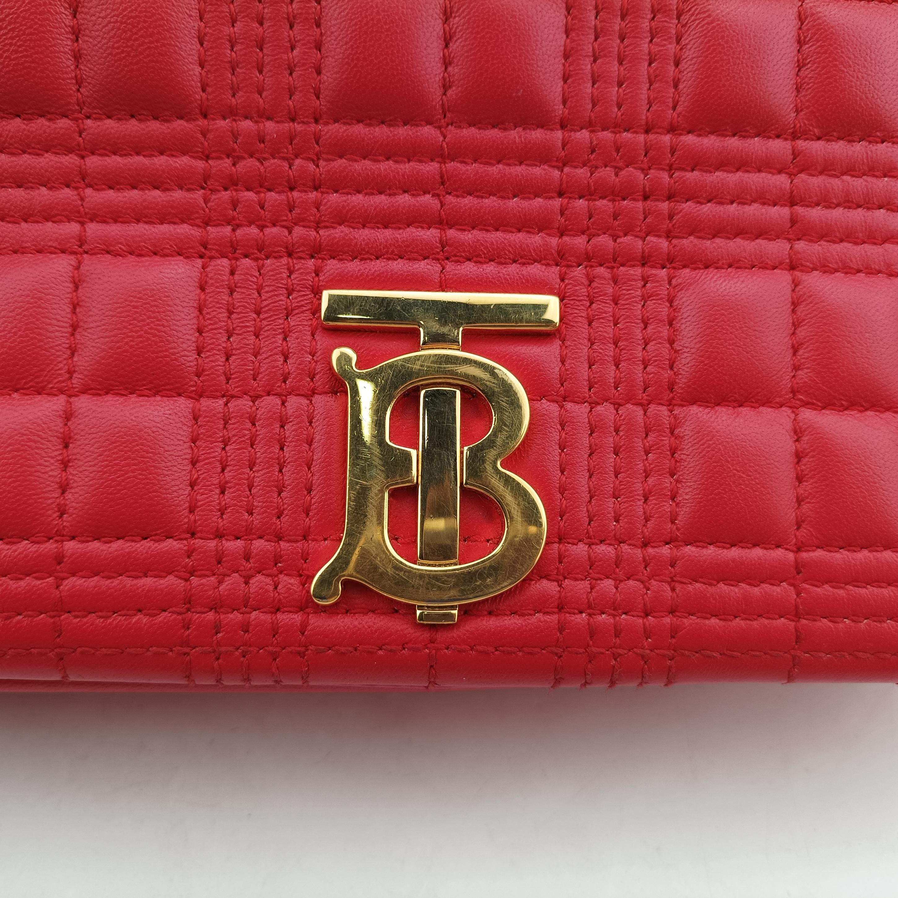 Pre-owned Burberry Lola chain TB Red Leather  shoulderbag | stylenewstar