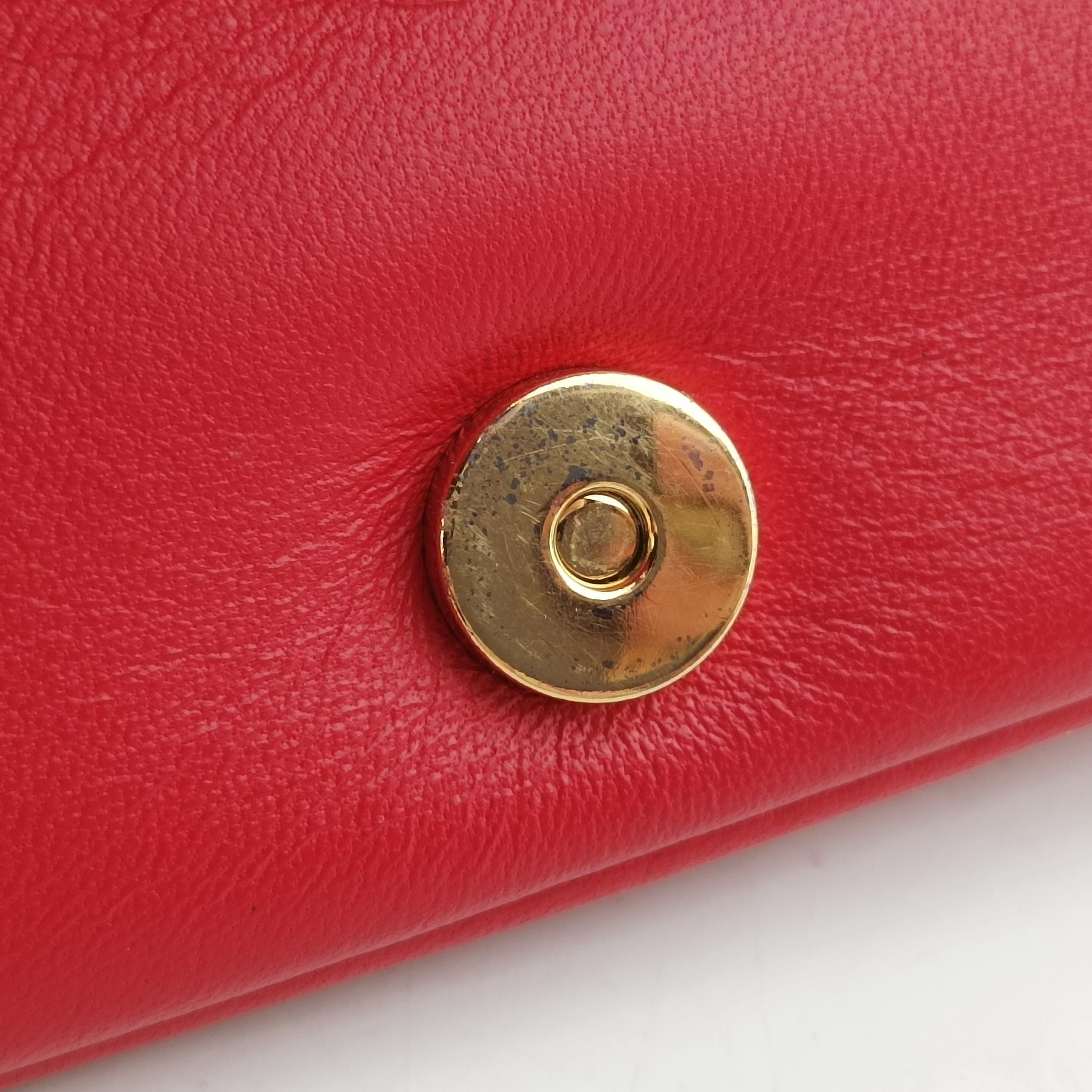 Pre-owned Burberry Lola chain TB Red Leather  shoulderbag | stylenewstar