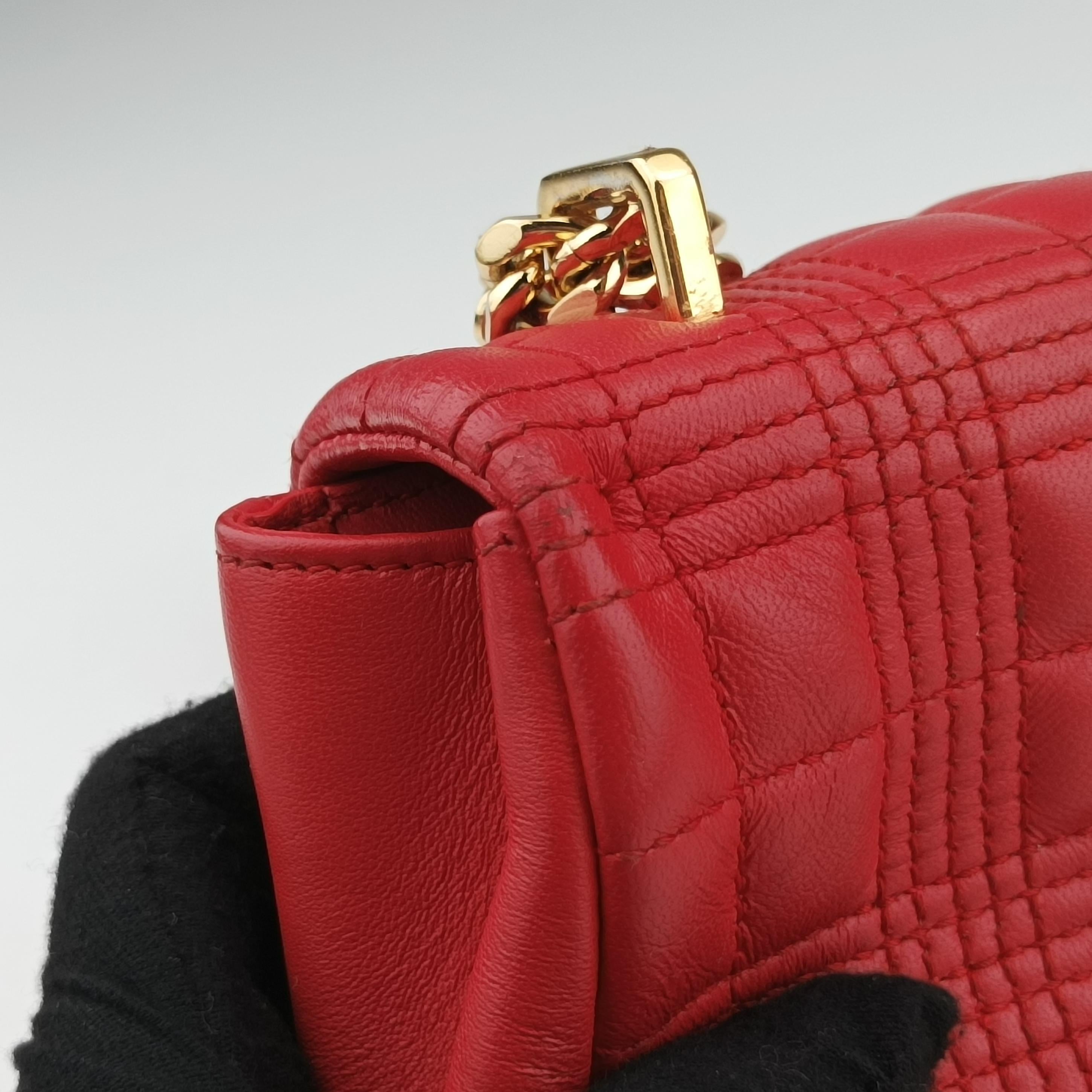Pre-owned Burberry Lola chain TB Red Leather  shoulderbag | stylenewstar