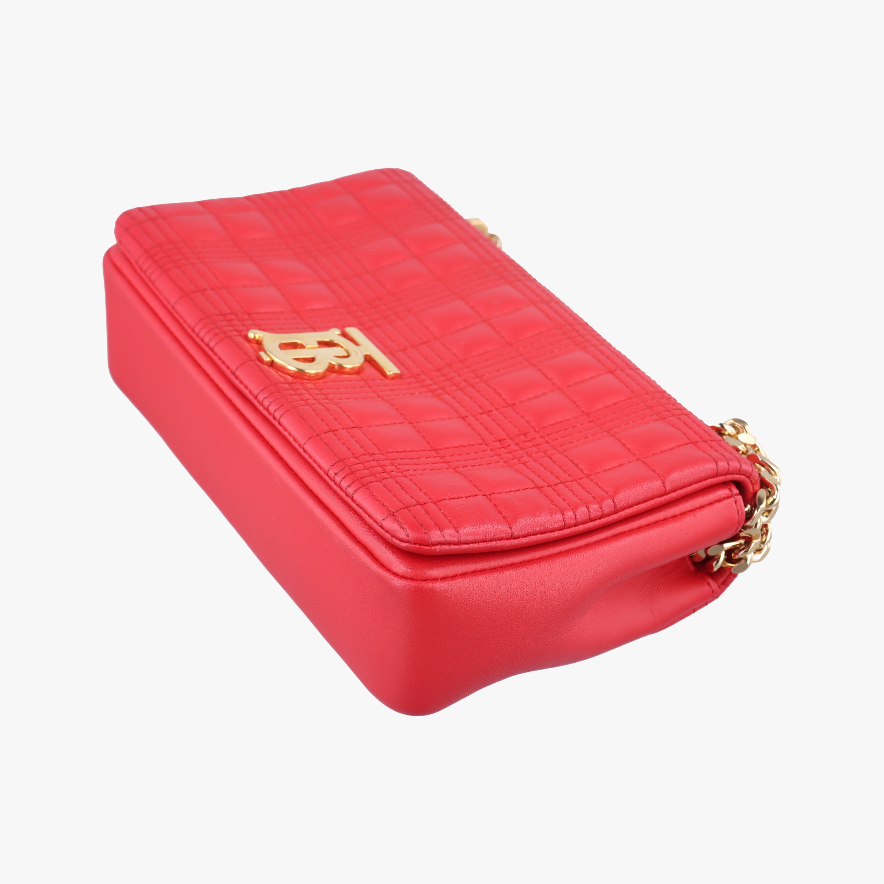 Pre-owned Burberry Lola chain TB Red Leather  shoulderbag | stylenewstar