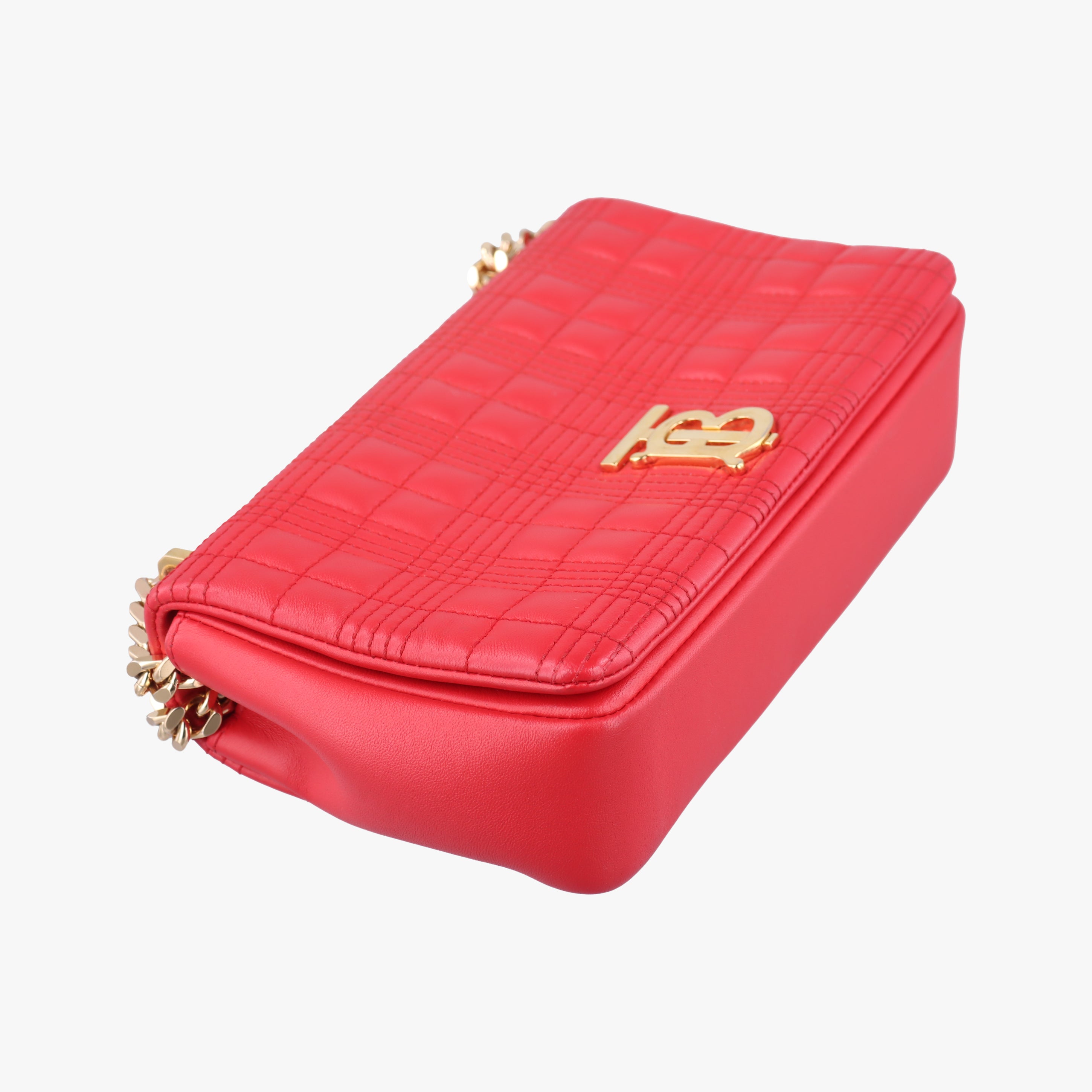 Pre-owned Burberry Lola chain TB Red Leather  shoulderbag | stylenewstar