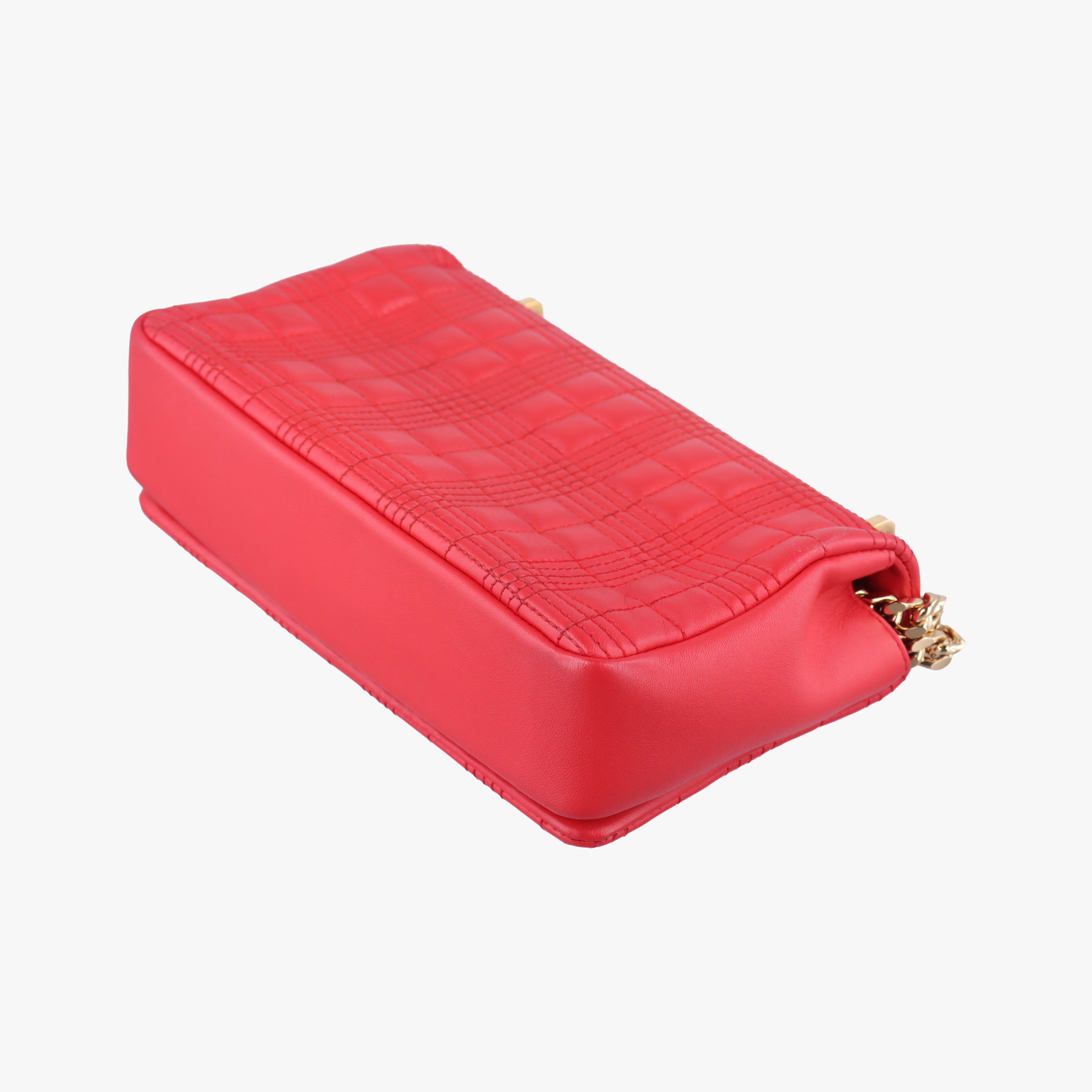 Pre-owned Burberry Lola chain TB Red Leather  shoulderbag | stylenewstar
