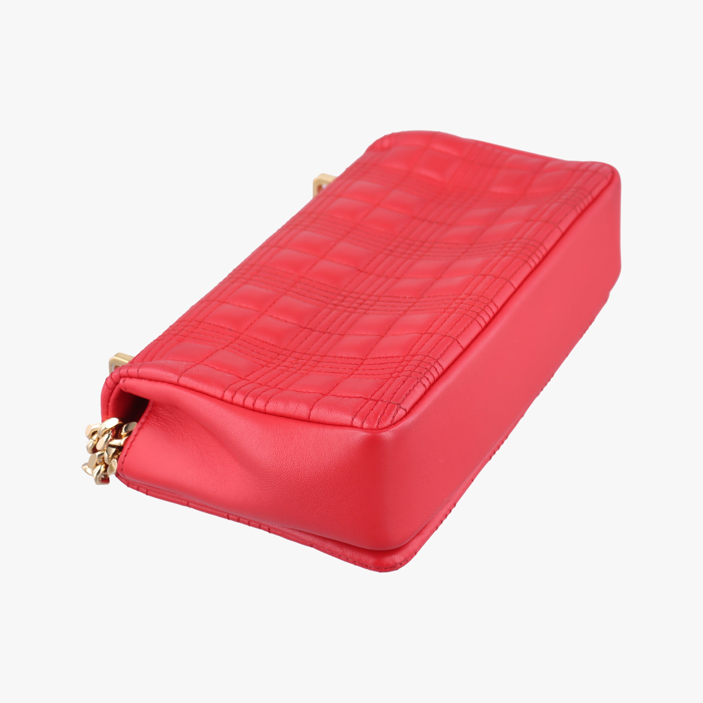 Pre-owned Burberry Lola chain TB Red Leather  shoulderbag | stylenewstar