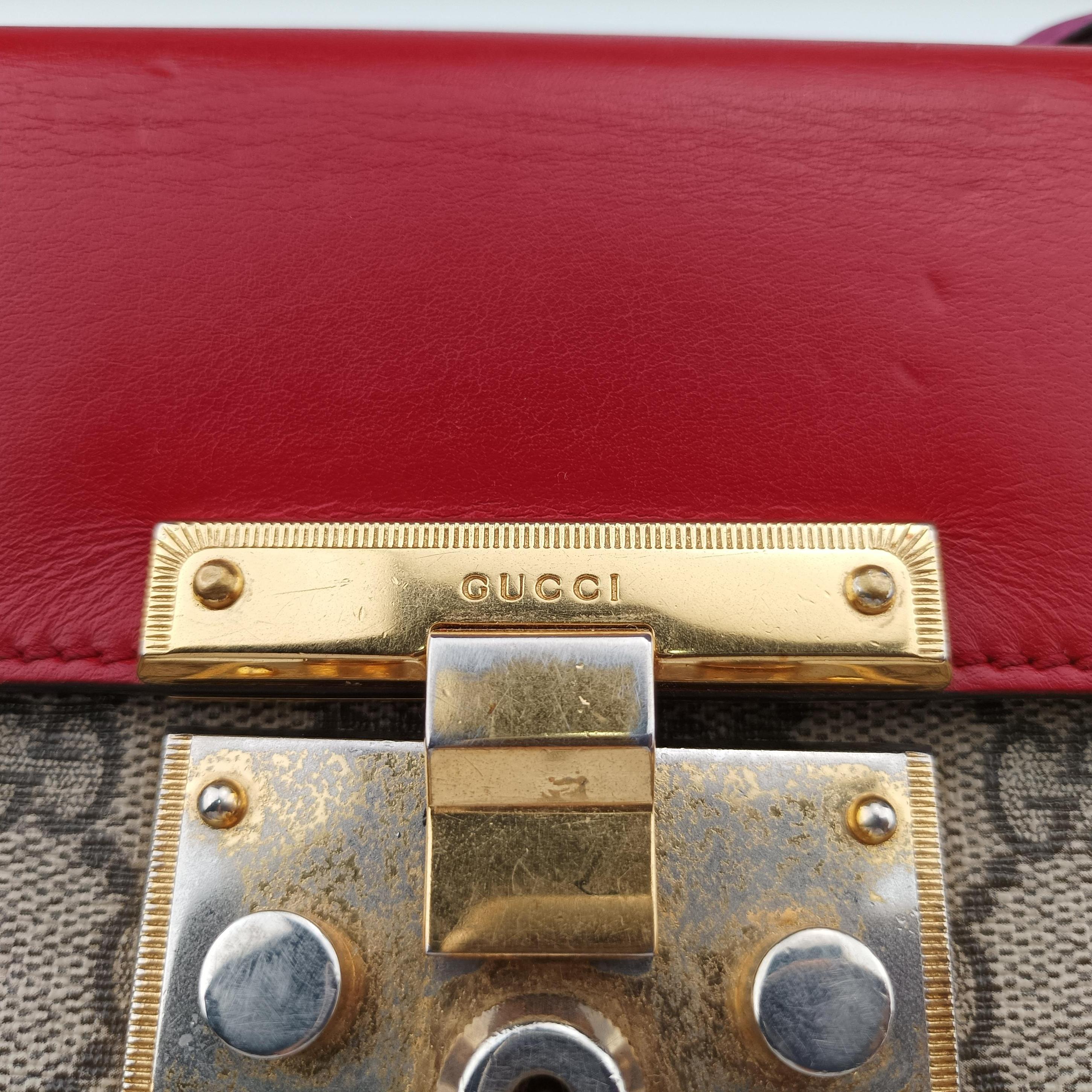 Secondhand Gucci Padlock beige×red×pink PVC coated canvas×Leather 409487 shoulderbag | stylenewstar