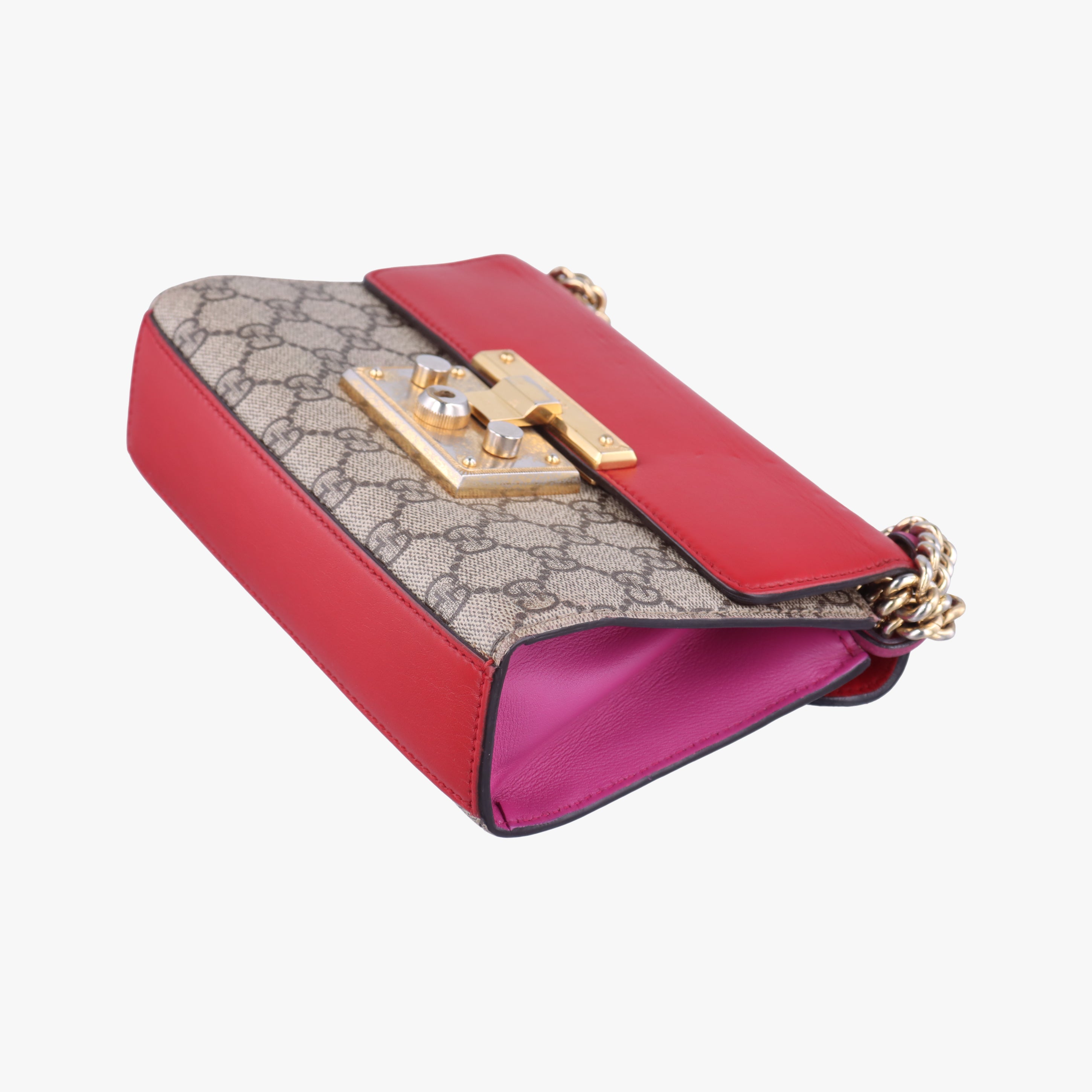 Secondhand Gucci Padlock beige×red×pink PVC coated canvas×Leather 409487 shoulderbag | stylenewstar