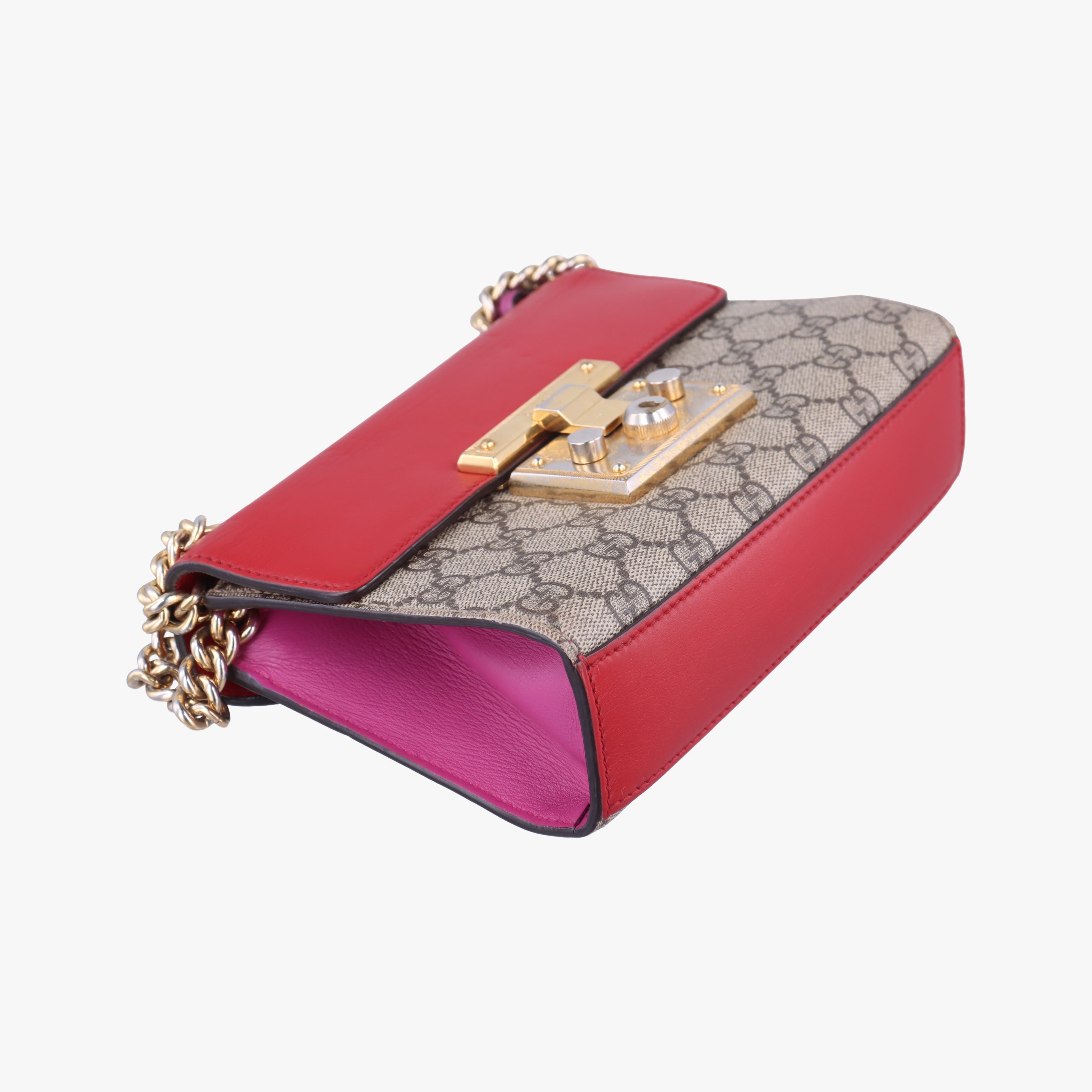 Secondhand Gucci Padlock beige×red×pink PVC coated canvas×Leather 409487 shoulderbag | stylenewstar