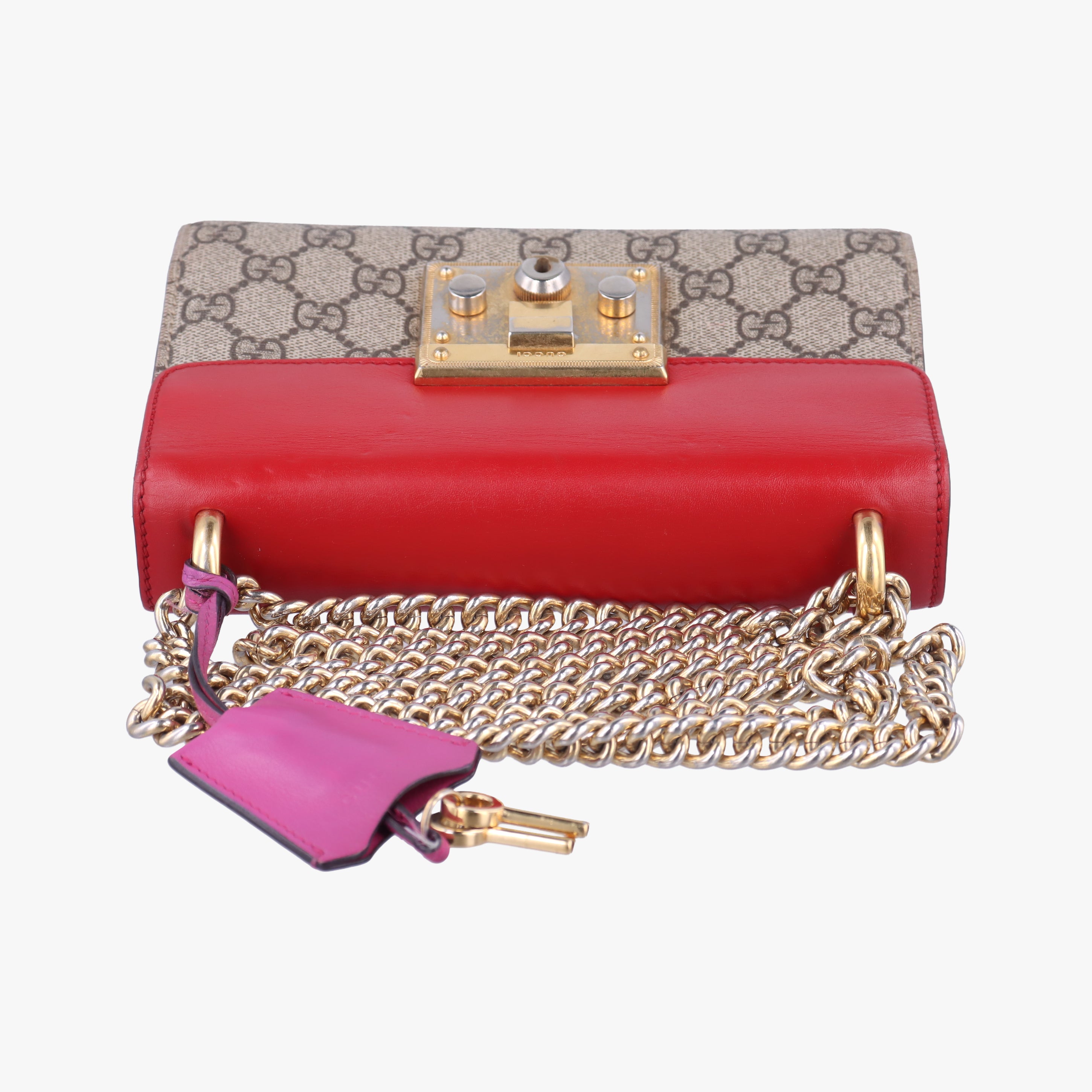 Secondhand Gucci Padlock beige×red×pink PVC coated canvas×Leather 409487 shoulderbag | stylenewstar