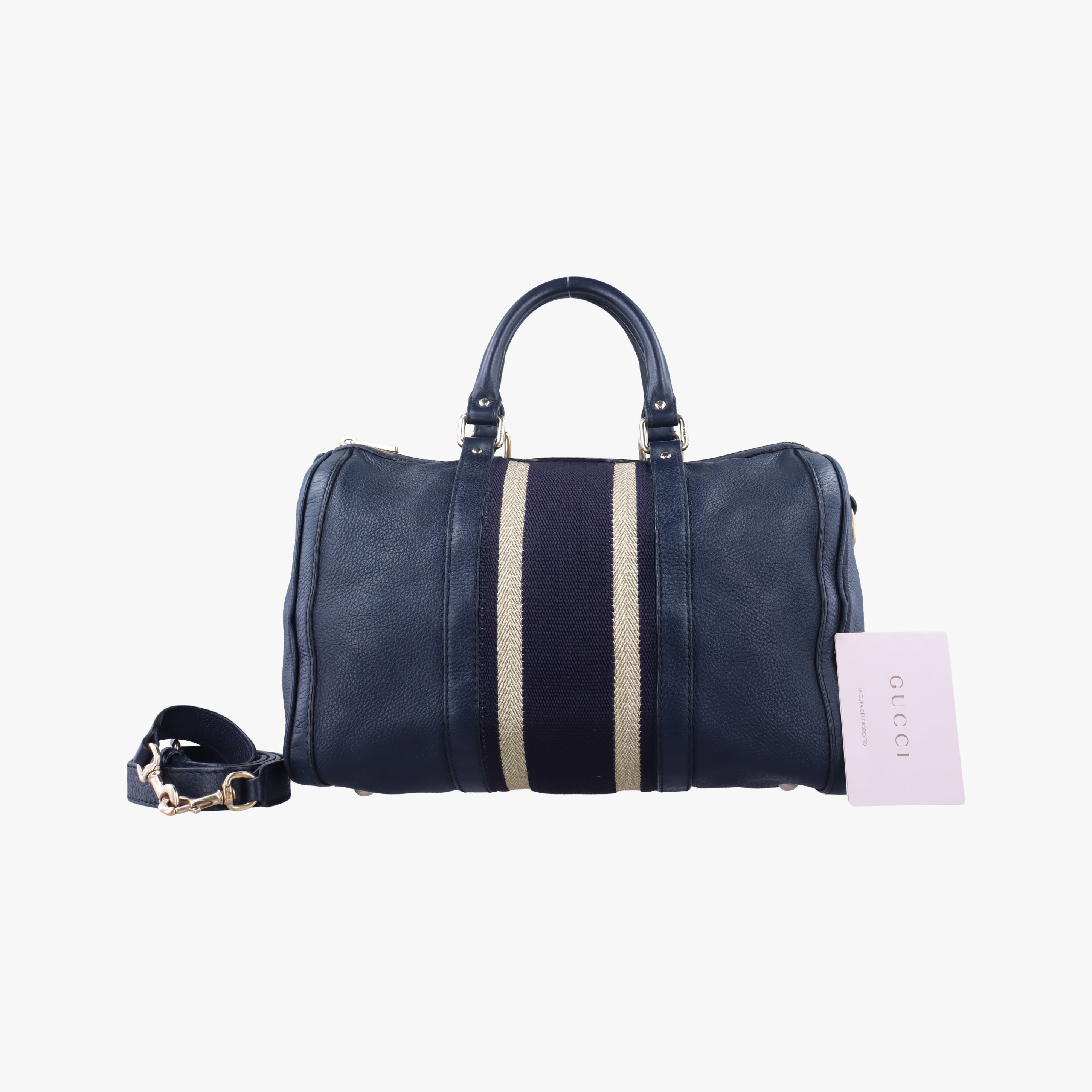 Pre-owned Gucci Sherry Line navy Leather 247205 shoulderbag | stylenewstar