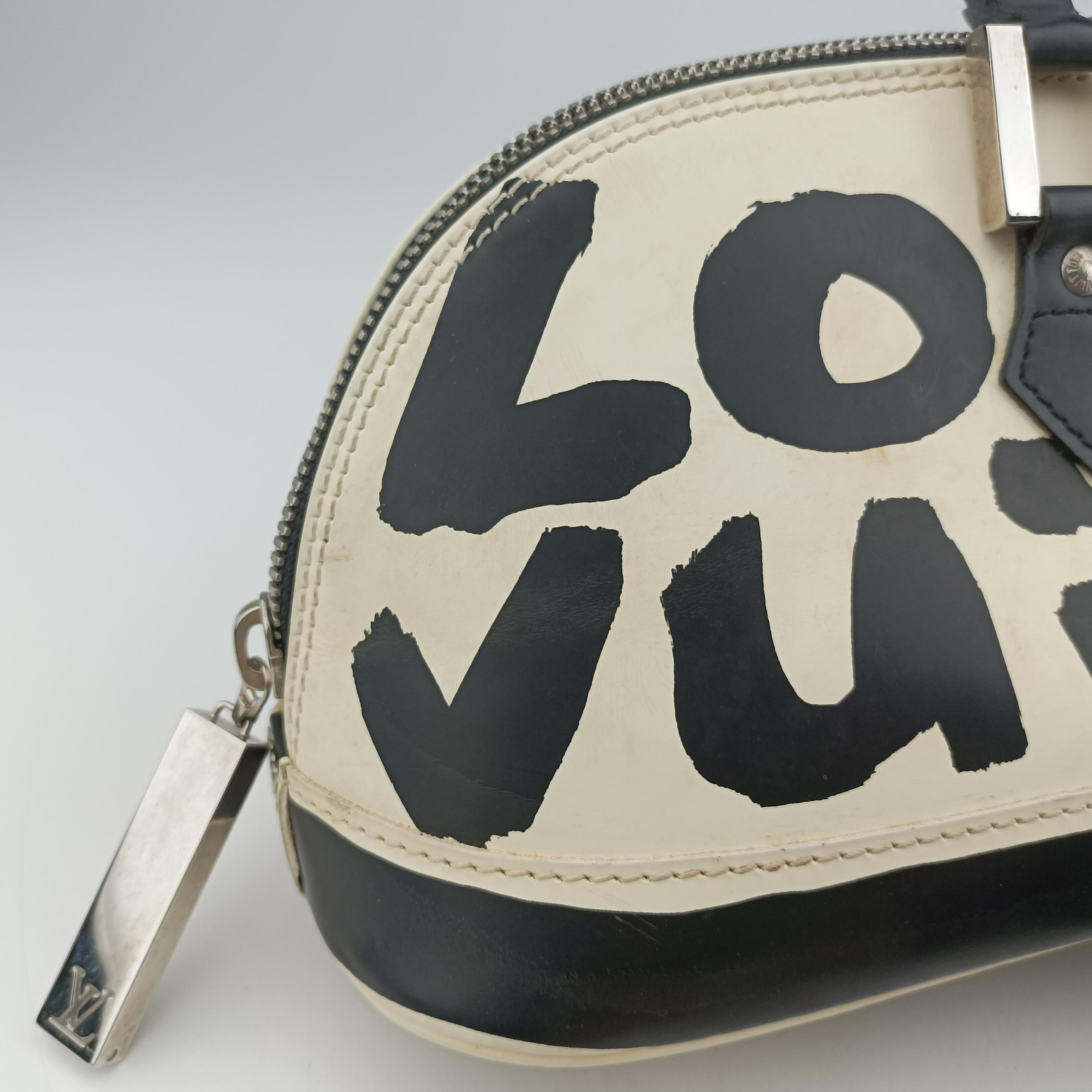 Pre-owned Louis Vuitton Alma Horizontal White x Black Monogram Graffiti M92175 handbag | stylenewstar