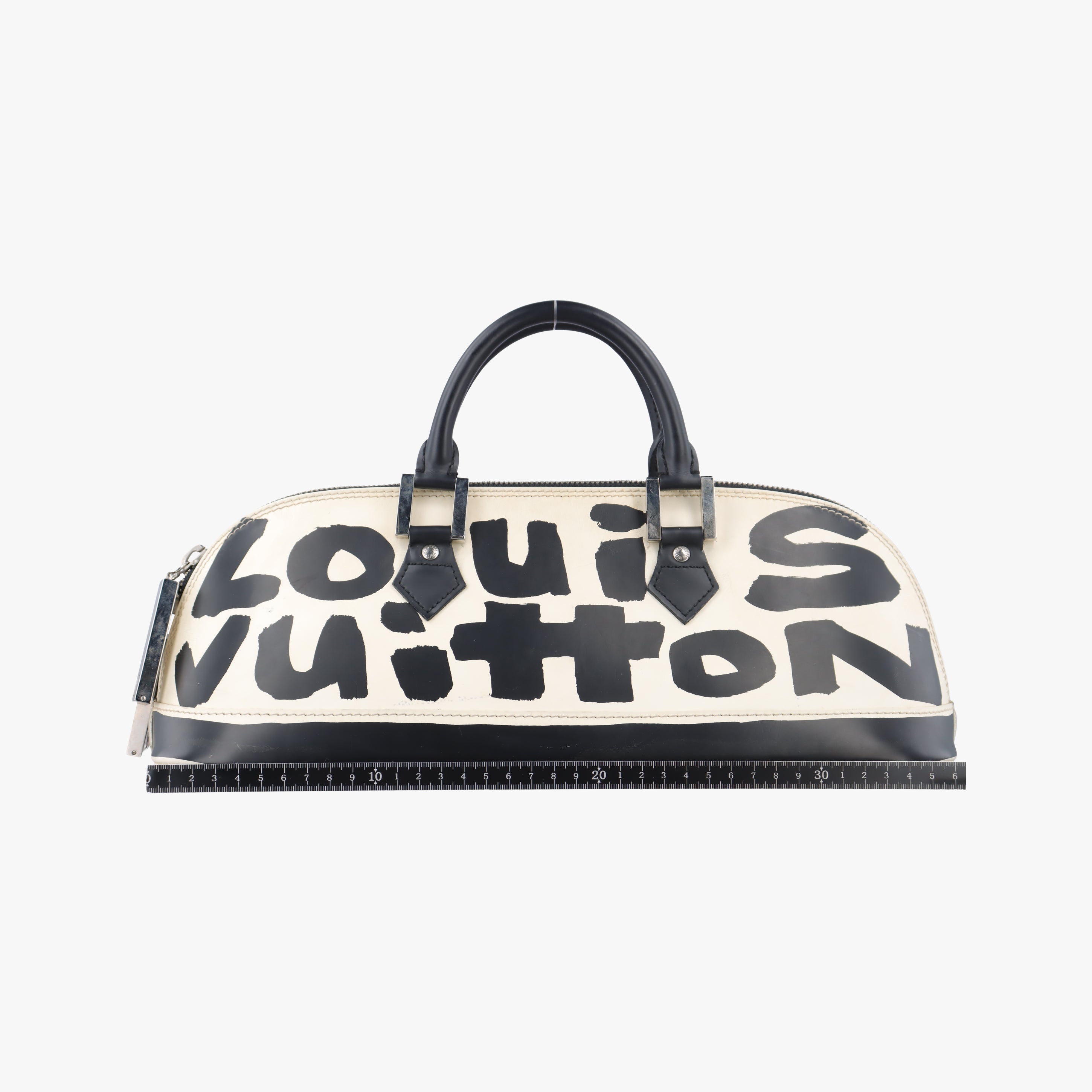 Pre-owned Louis Vuitton Alma Horizontal White x Black Monogram Graffiti M92175 handbag | stylenewstar