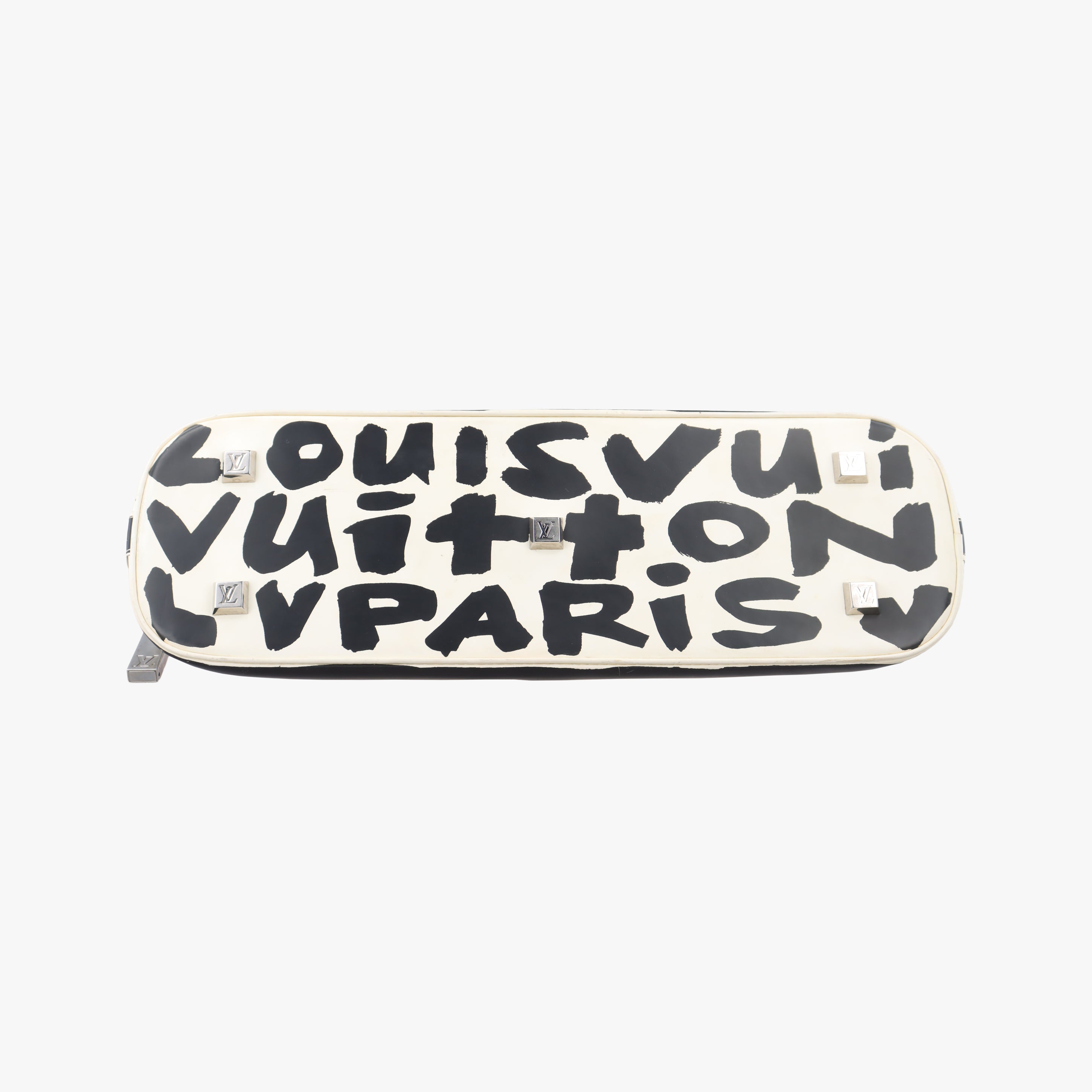 Pre-owned Louis Vuitton Alma Horizontal White x Black Monogram Graffiti M92175 handbag | stylenewstar