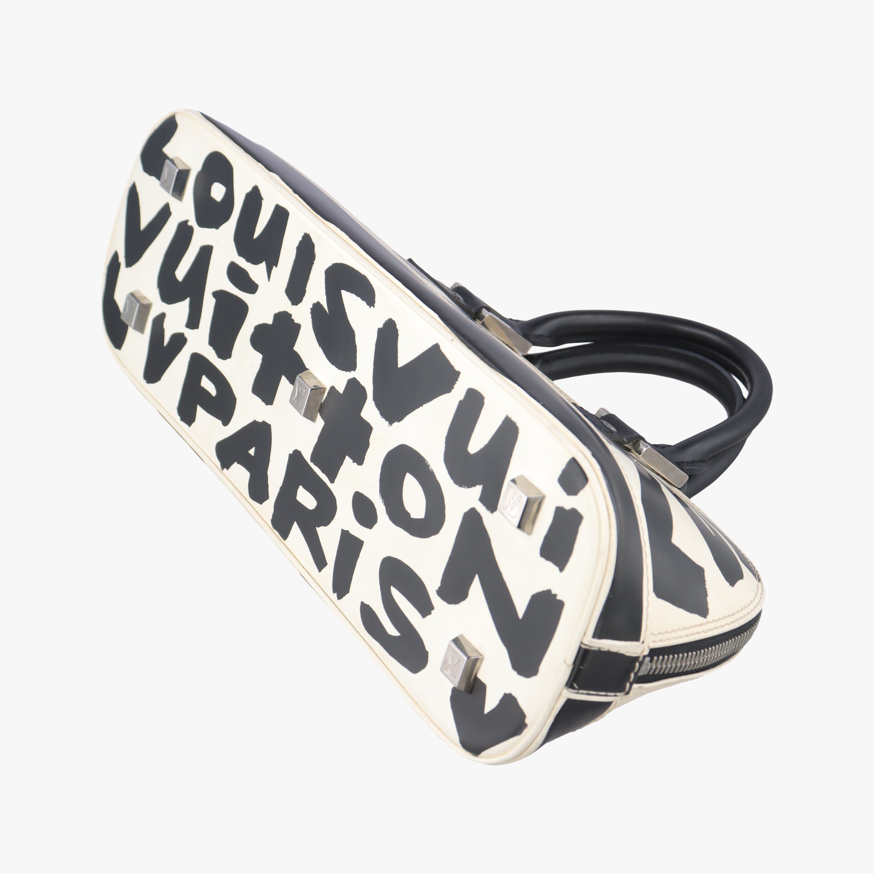 Pre-owned Louis Vuitton Alma Horizontal White x Black Monogram Graffiti M92175 handbag | stylenewstar