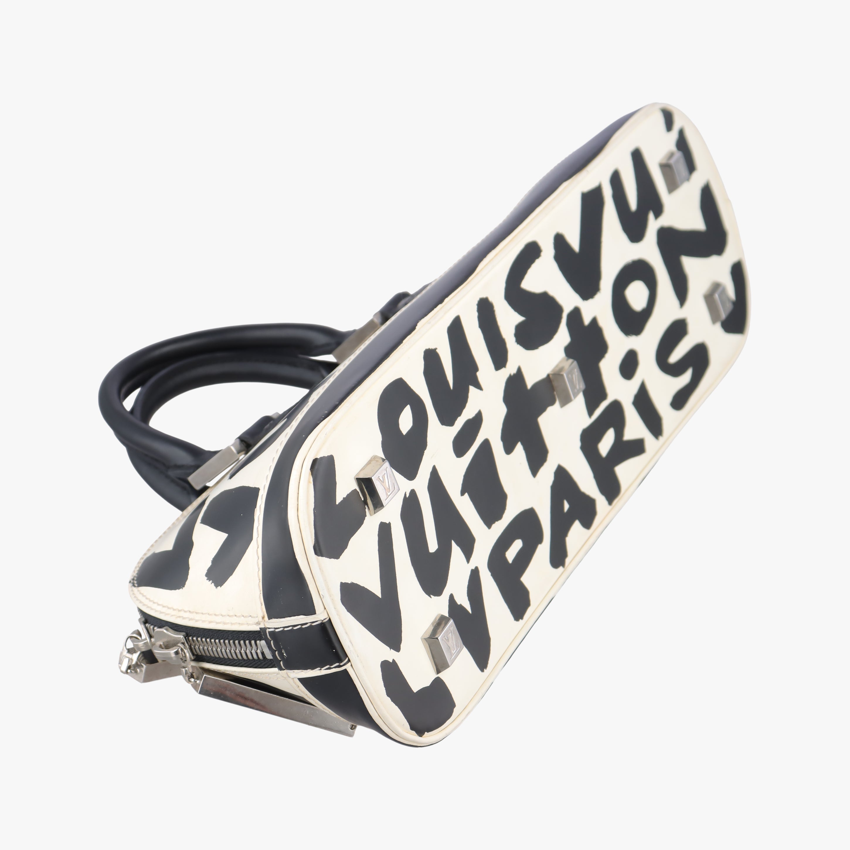Pre-owned Louis Vuitton Alma Horizontal White x Black Monogram Graffiti M92175 handbag | stylenewstar