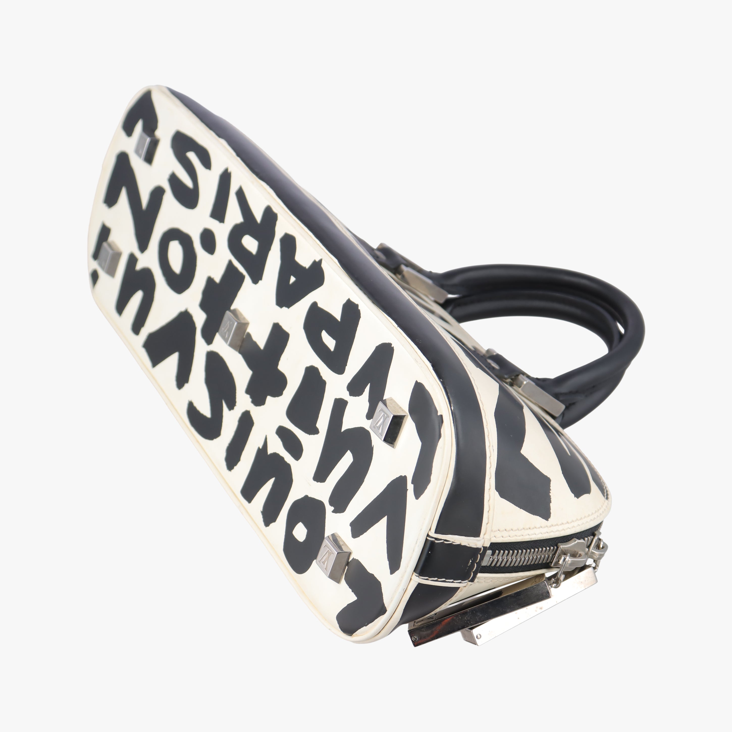 Pre-owned Louis Vuitton Alma Horizontal White x Black Monogram Graffiti M92175 handbag | stylenewstar