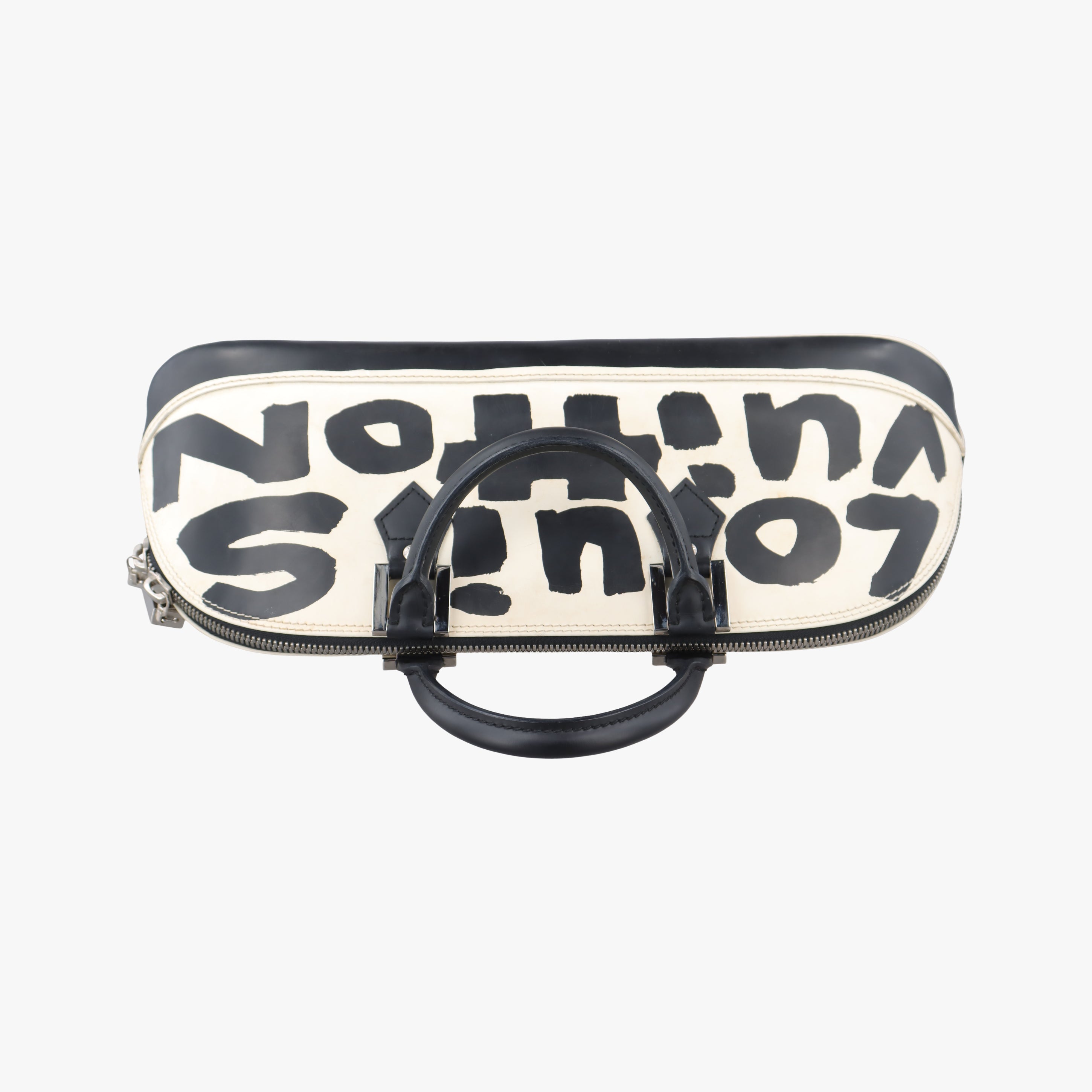Pre-owned Louis Vuitton Alma Horizontal White x Black Monogram Graffiti M92175 handbag | stylenewstar