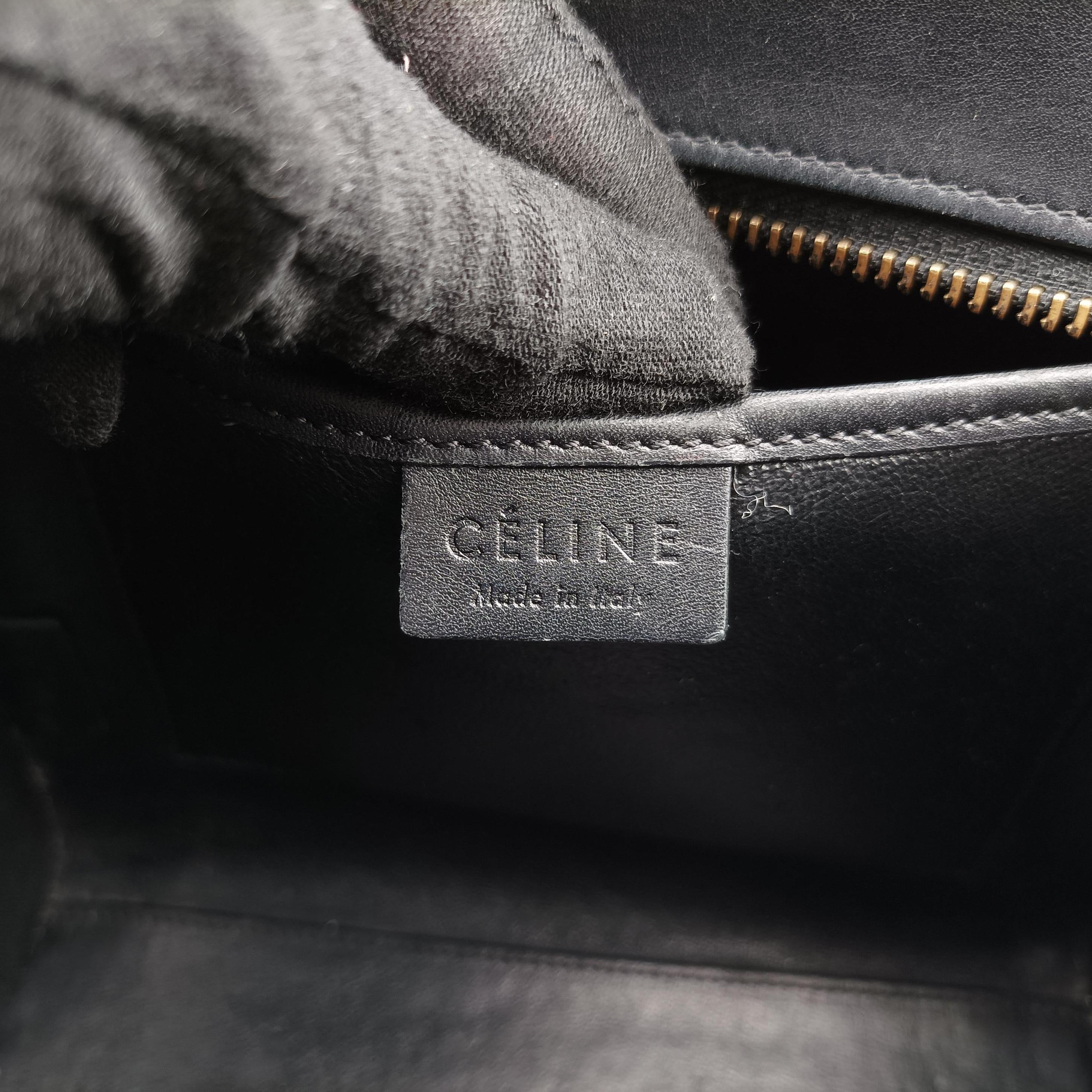 Pre-owned Celine luggage nano shopper Beige×black×blue Leather  shoulderbag | stylenewstar