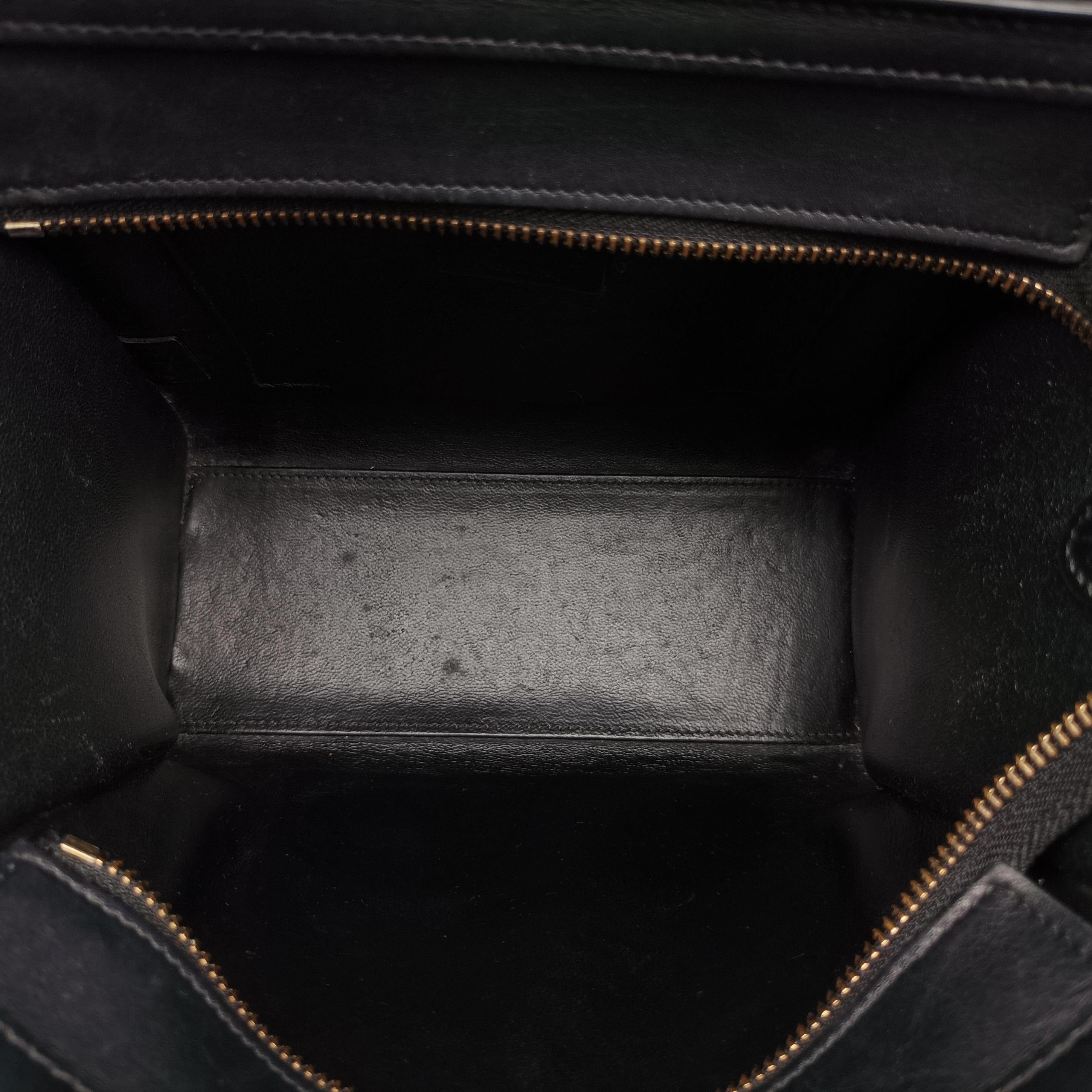 Pre-owned Celine luggage nano shopper Beige×black×blue Leather  shoulderbag | stylenewstar