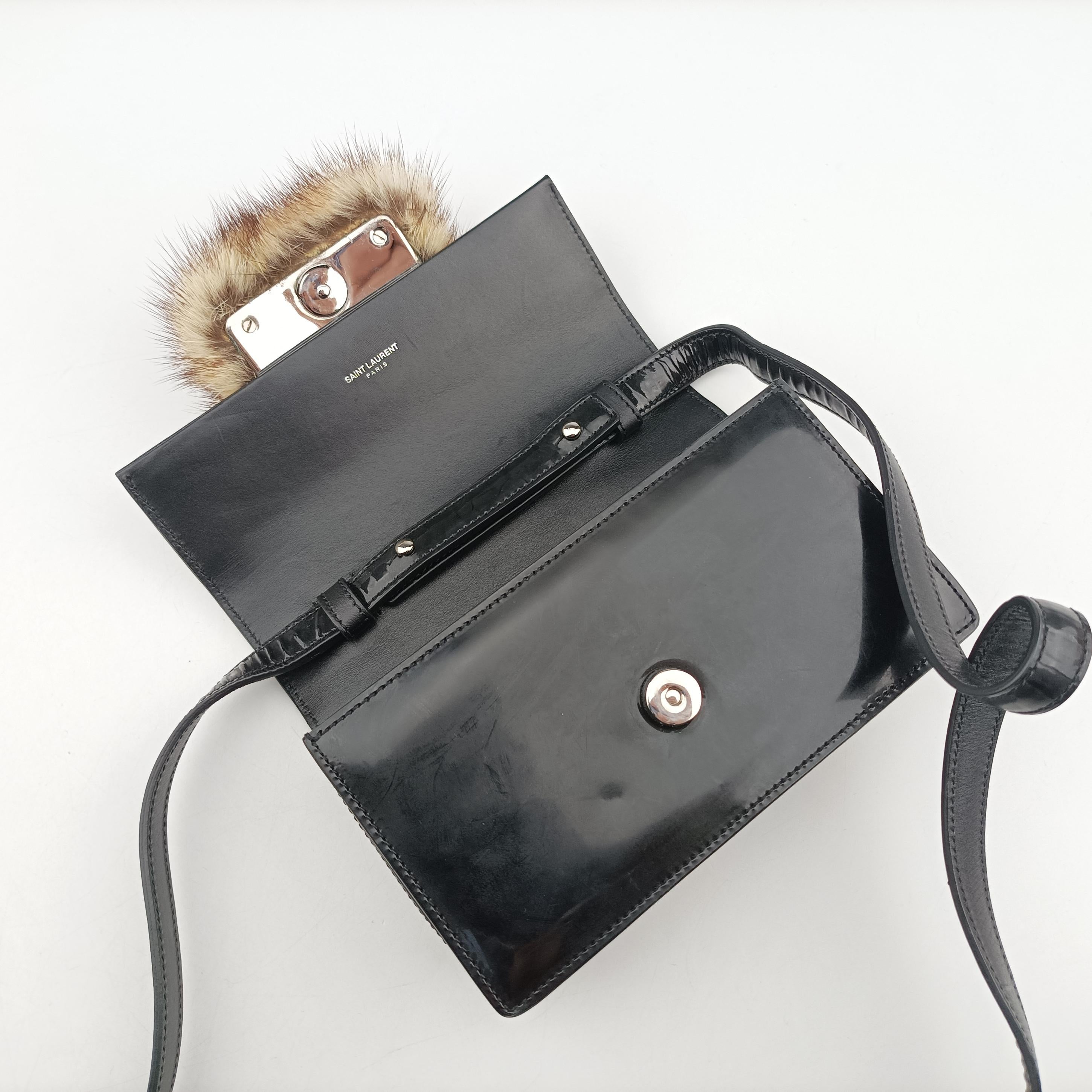 Pre-owned Yves Saint Laurent Lulu Bunny Glitter Black Patent 366970 shoulderbag | stylenewstar