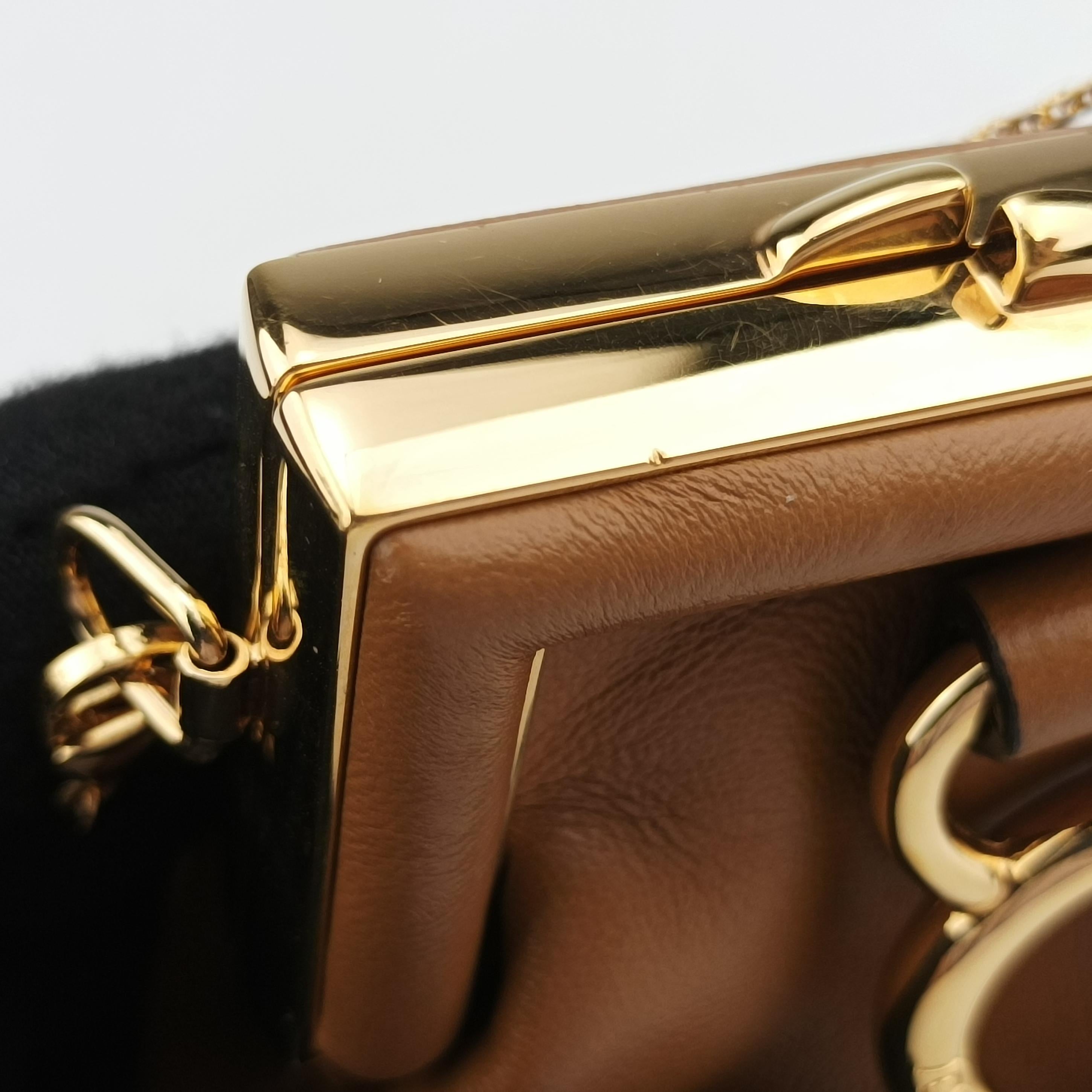 Pre-owned Fendi Nano First Brown Leather 7AS051 shoulderbag | stylenewstar