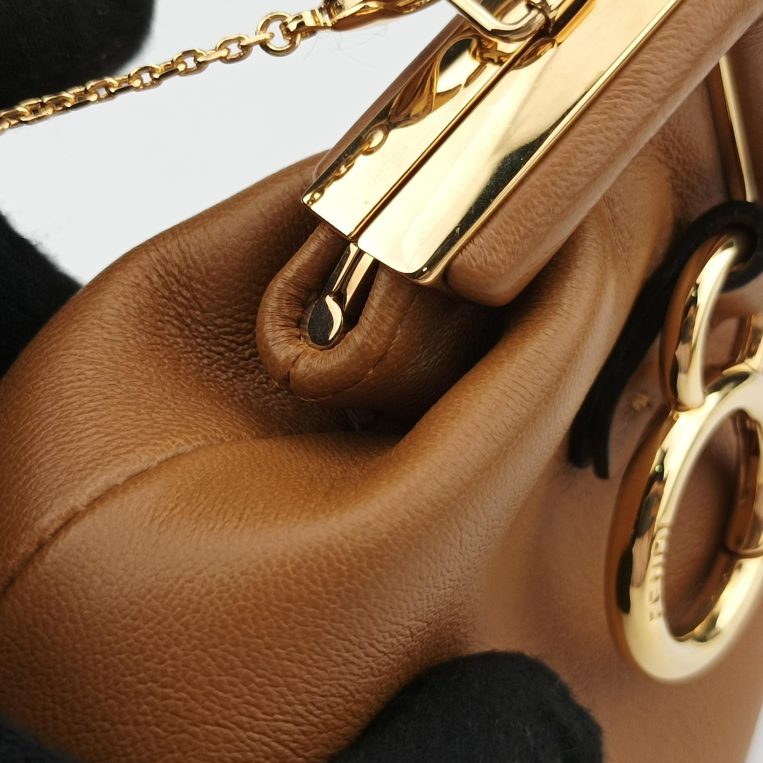 Pre-owned Fendi Nano First Brown Leather 7AS051 shoulderbag | stylenewstar