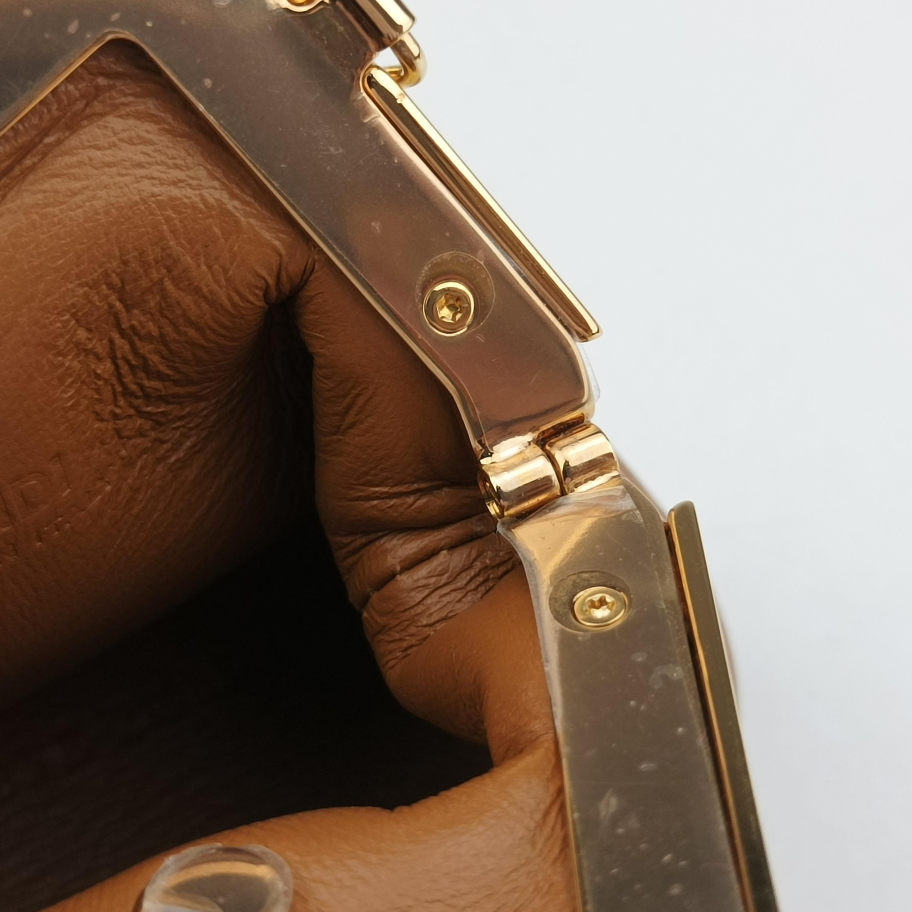 Pre-owned Fendi Nano First Brown Leather 7AS051 shoulderbag | stylenewstar