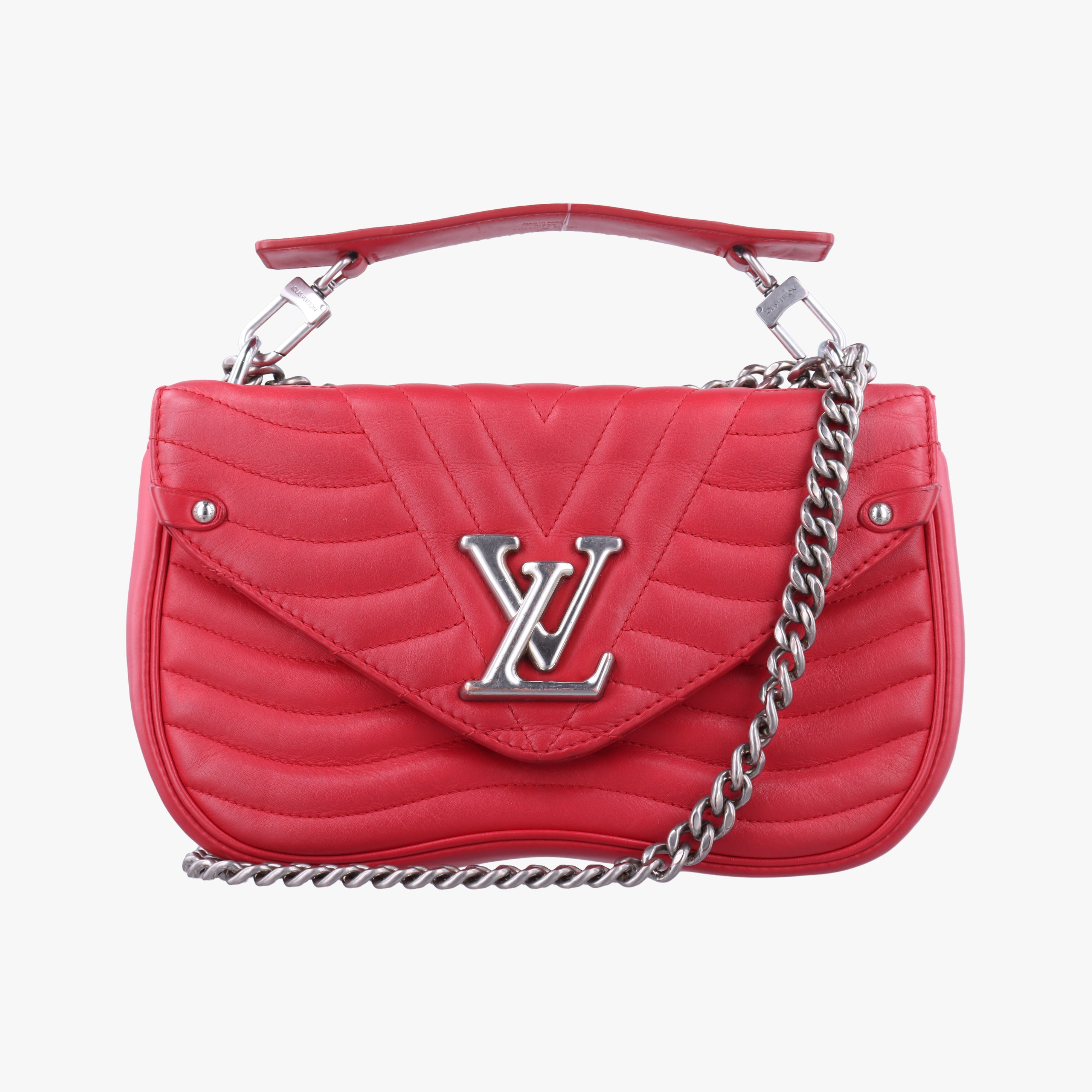 Pre-owned Louis Vuitton NEW WAVE Chain MM Ecarlate Leather M51943 shoulderbag | stylenewstar