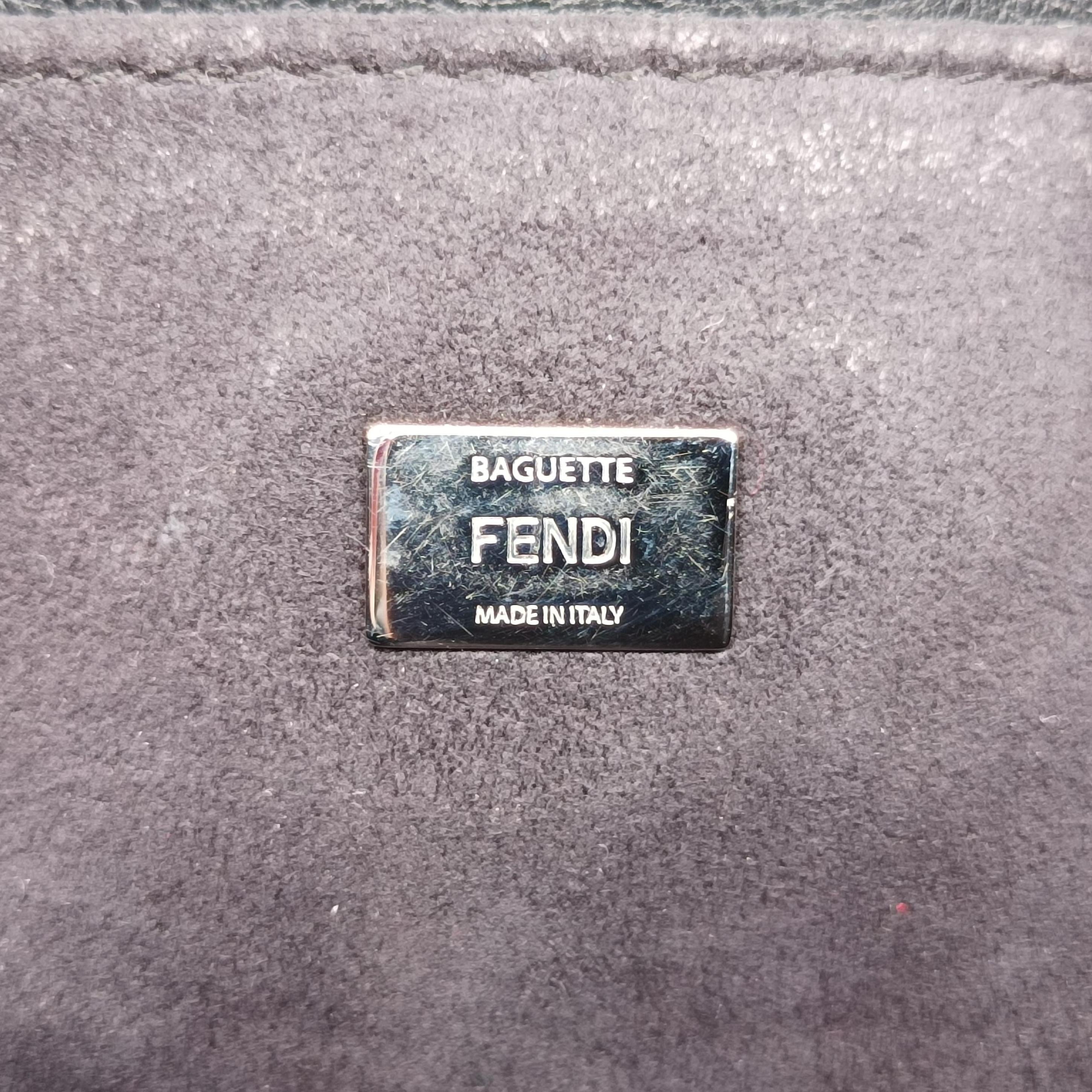 Pre-owned Fendi monster micro Baguette Black lambskin 8M0354 shoulderbag | stylenewstar
