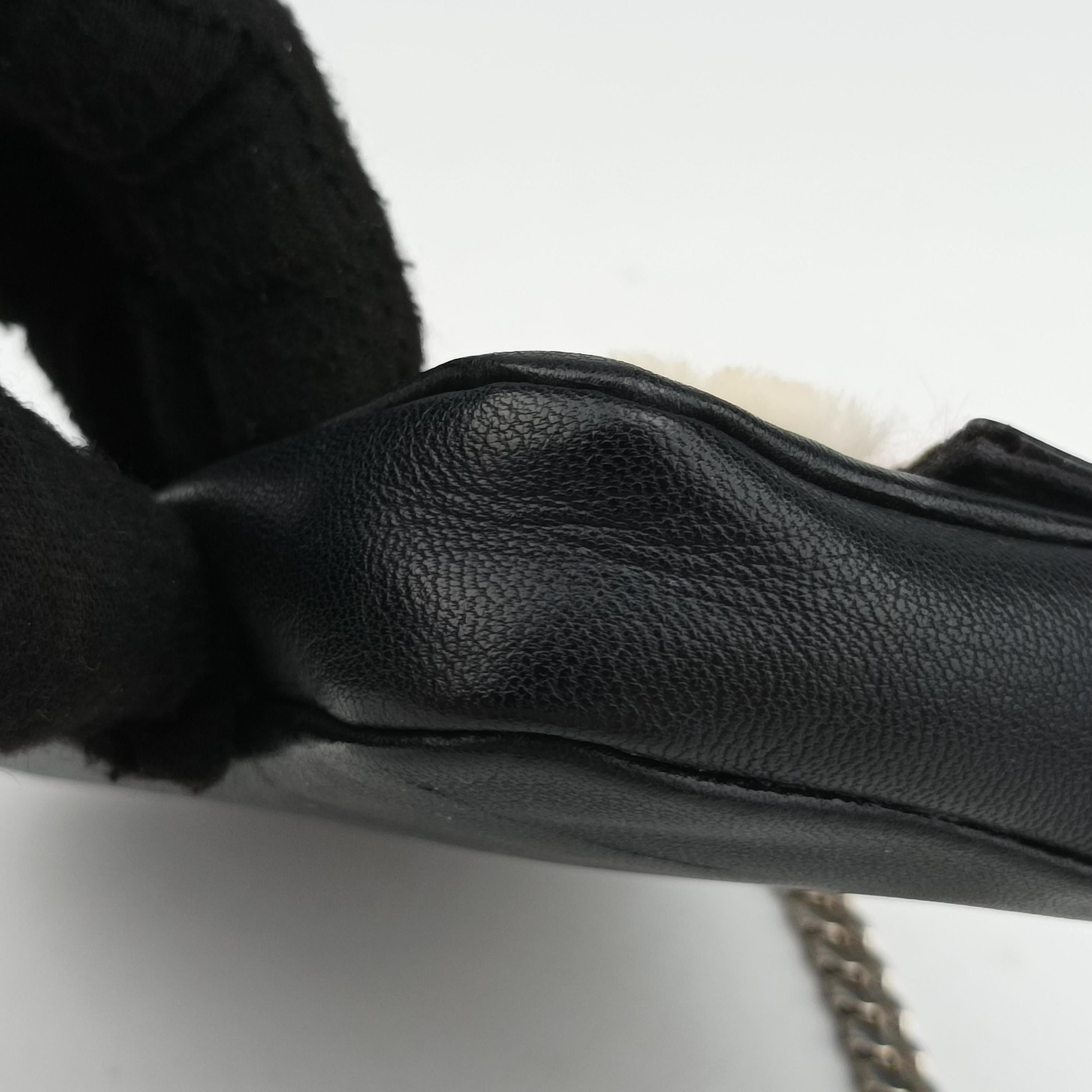 Pre-owned Fendi monster micro Baguette Black lambskin 8M0354 shoulderbag | stylenewstar