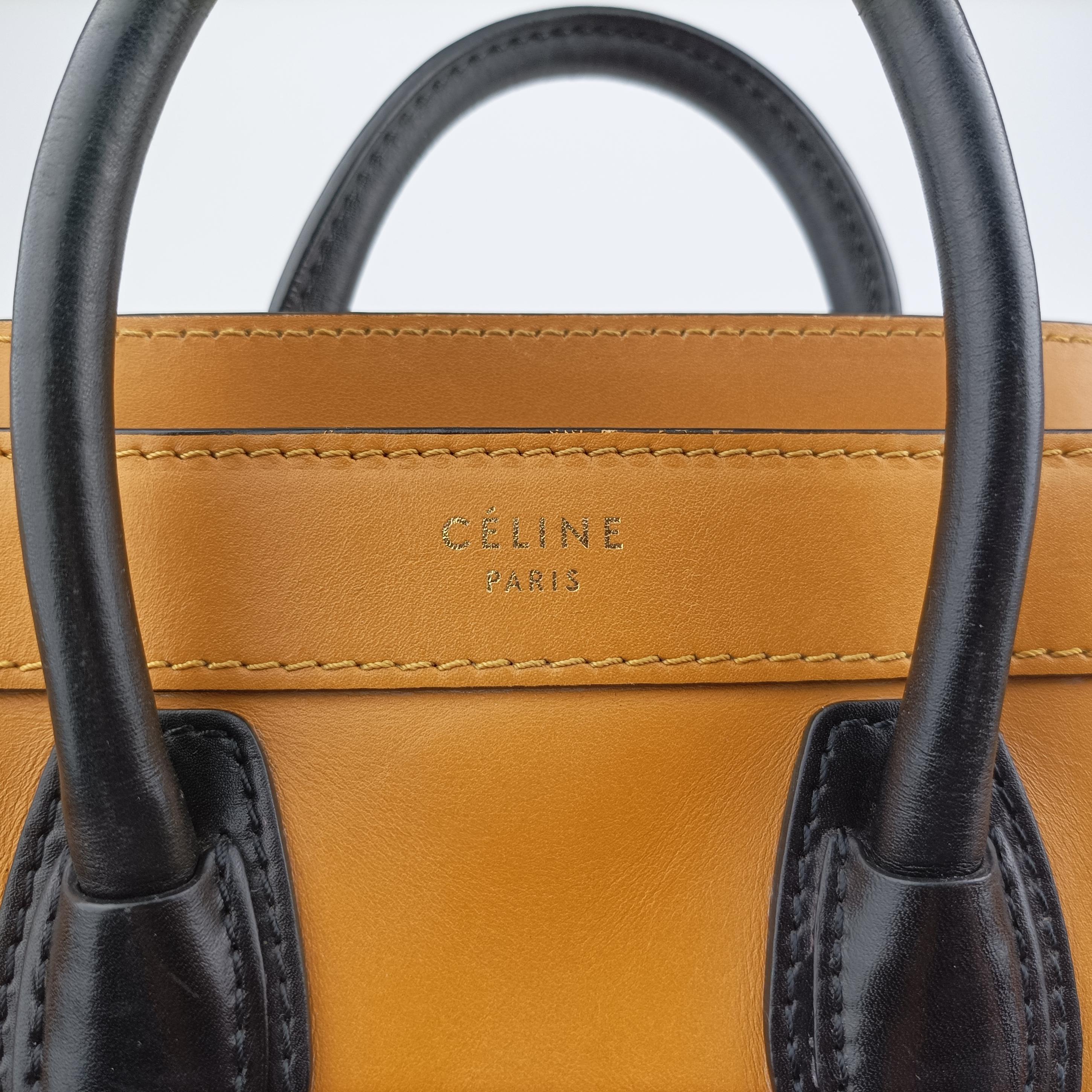 Secondhand Celine luggage nano shopper Yellow×black Leather  shoulderbag | stylenewstar
