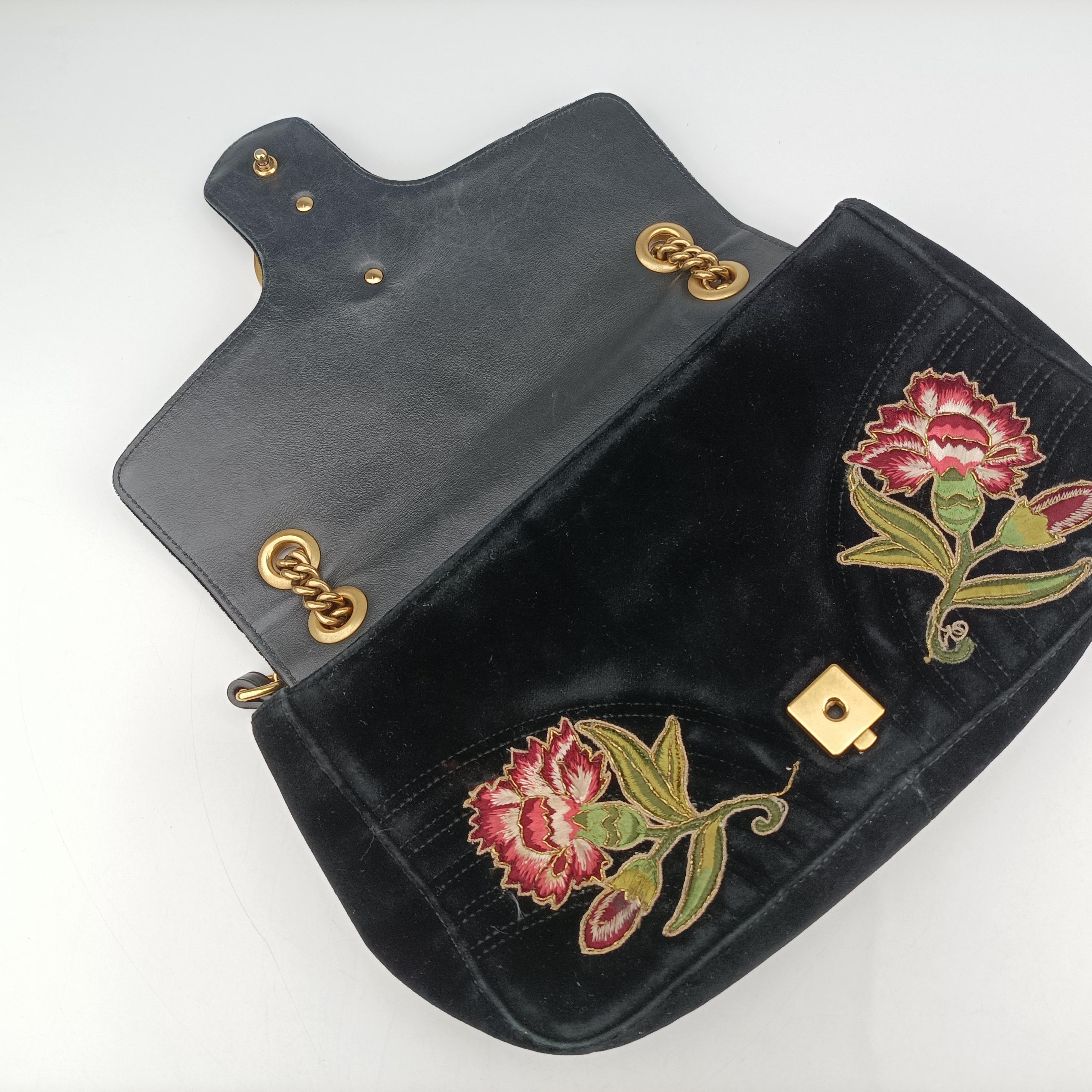 Secondhand Gucci GG Marmont Black×Multicolour velour 443496 shoulderbag | stylenewstar