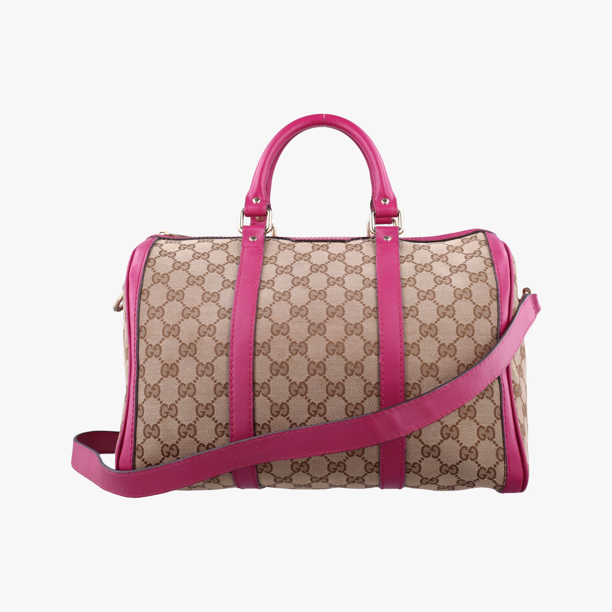 Secondhand Gucci Sherry Line Beige×Rose red canvas×leather 247205 shoulderbag | stylenewstar