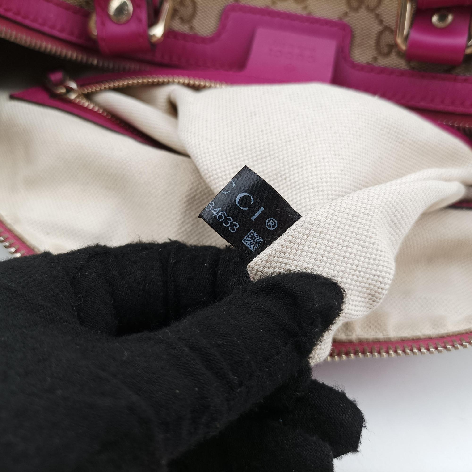 Secondhand Gucci Sherry Line Beige×Rose red canvas×leather 247205 shoulderbag | stylenewstar