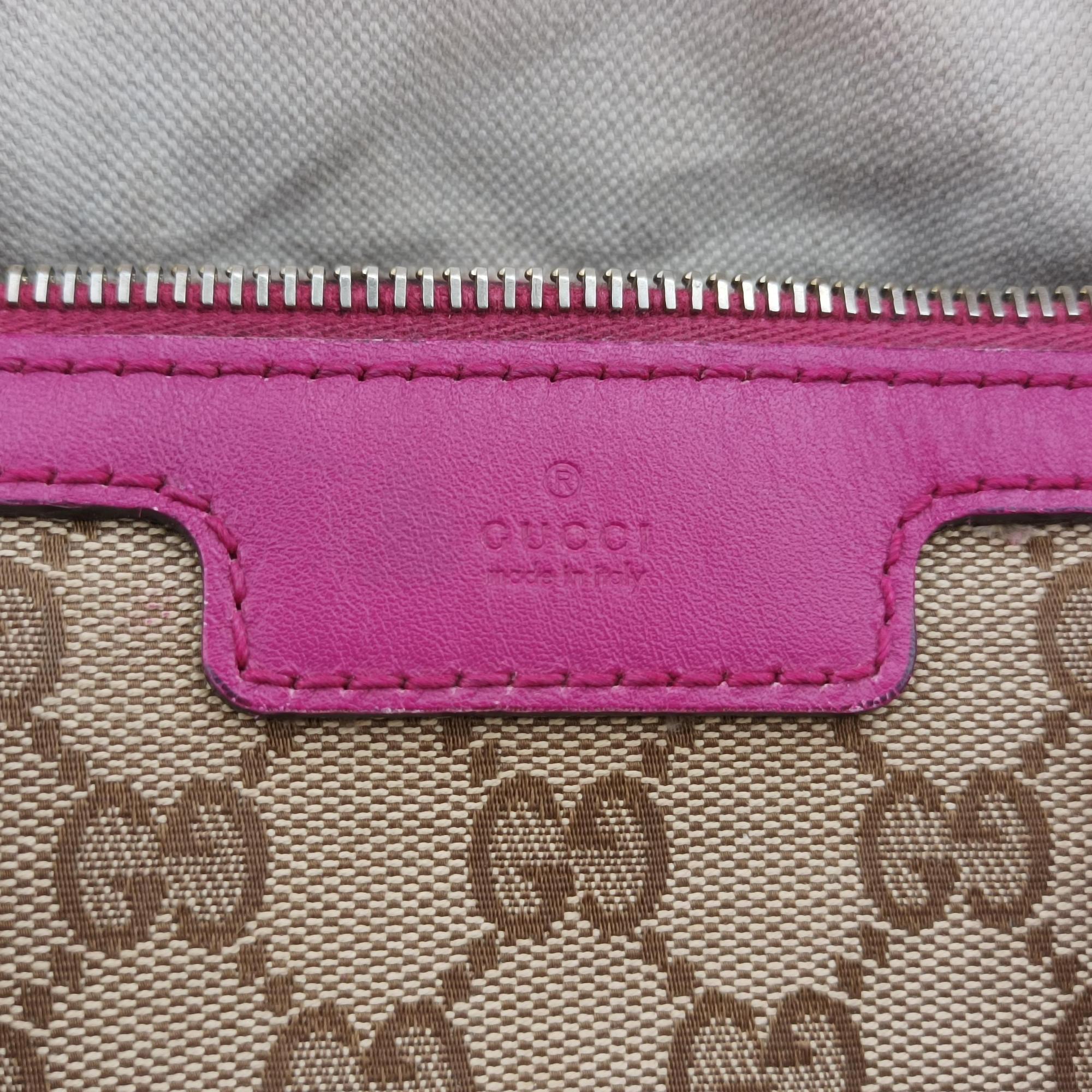 Secondhand Gucci Sherry Line Beige×Rose red canvas×leather 247205 shoulderbag | stylenewstar