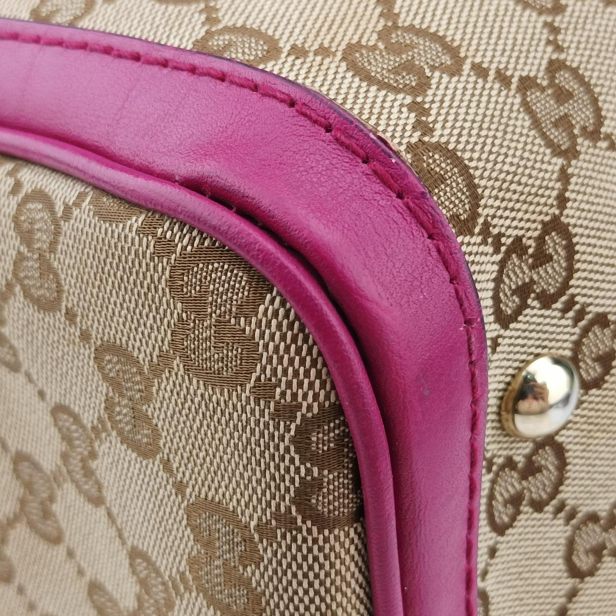 Secondhand Gucci Sherry Line Beige×Rose red canvas×leather 247205 shoulderbag | stylenewstar