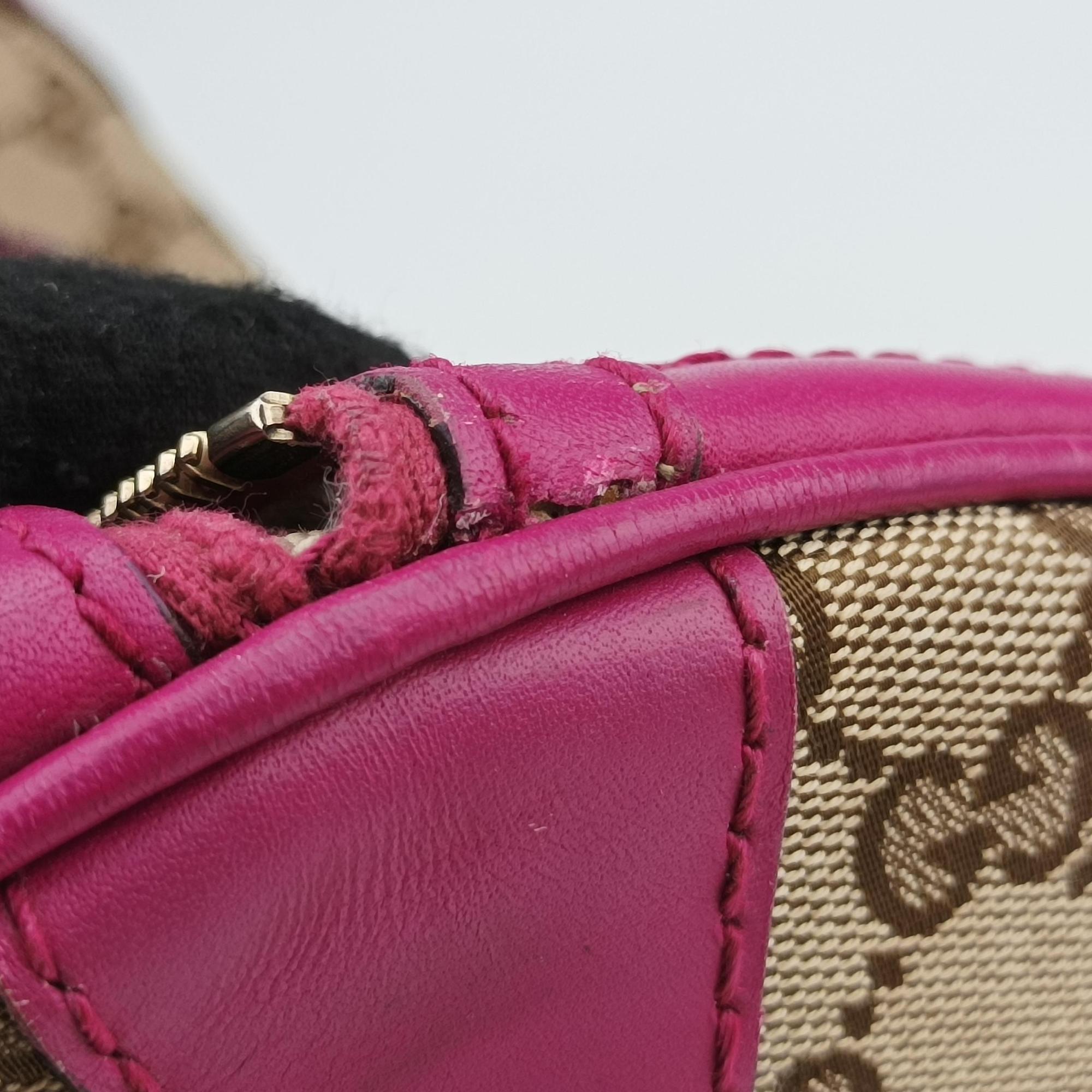 Secondhand Gucci Sherry Line Beige×Rose red canvas×leather 247205 shoulderbag | stylenewstar