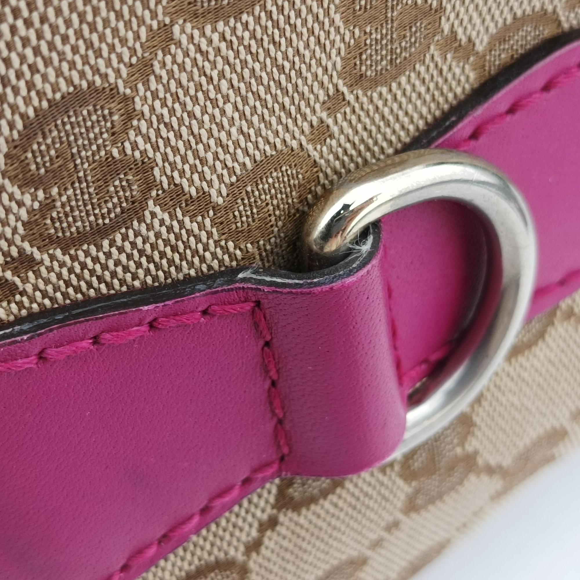 Secondhand Gucci Sherry Line Beige×Rose red canvas×leather 247205 shoulderbag | stylenewstar