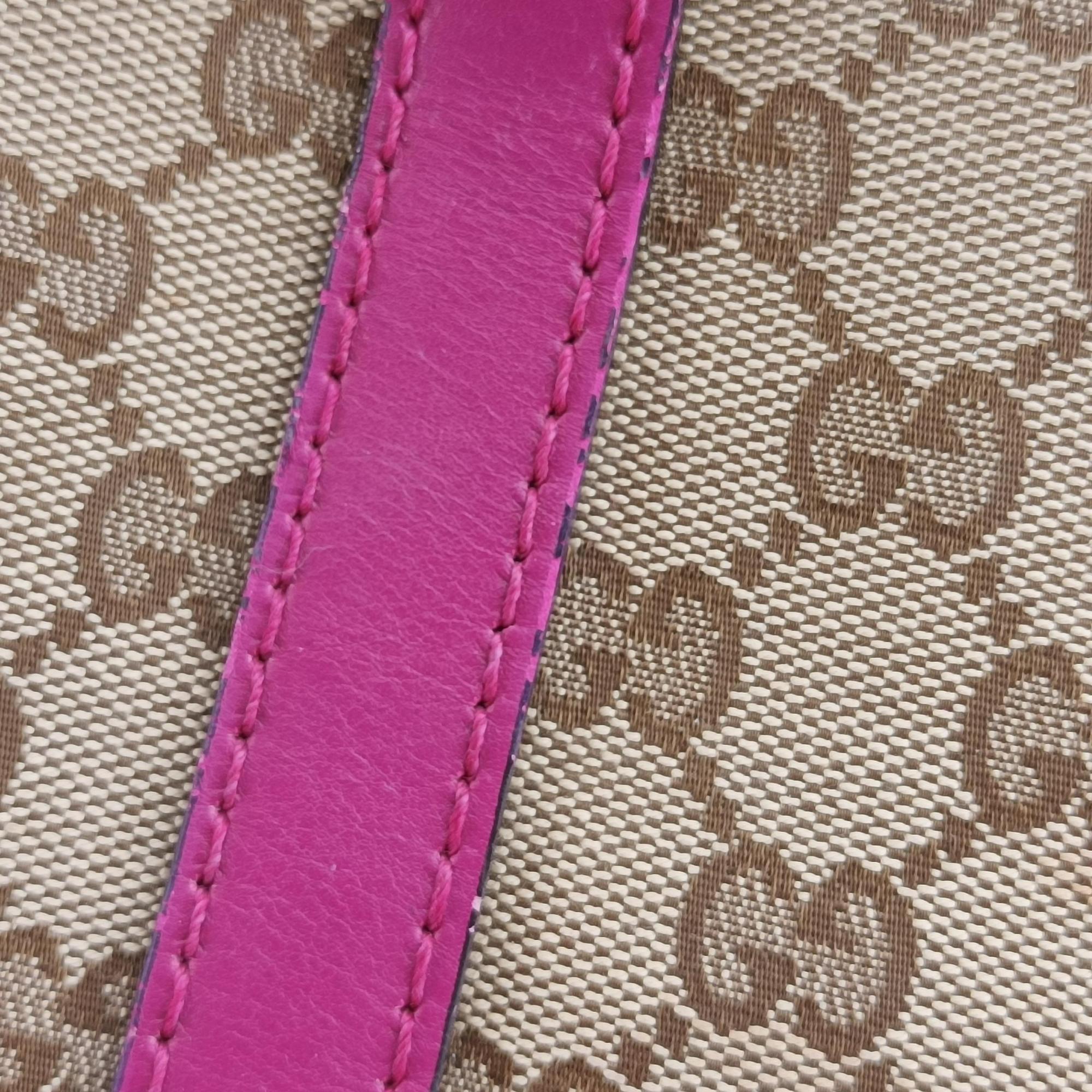 Secondhand Gucci Sherry Line Beige×Rose red canvas×leather 247205 shoulderbag | stylenewstar