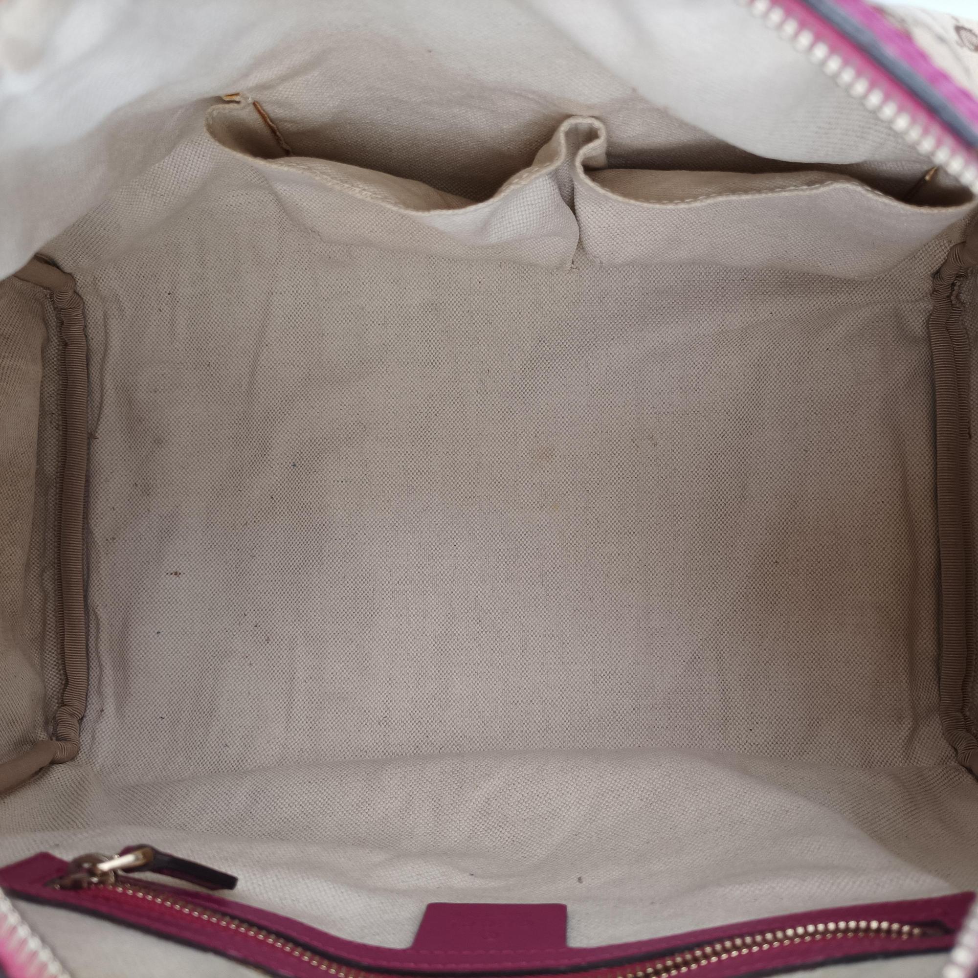 Secondhand Gucci Sherry Line Beige×Rose red canvas×leather 247205 shoulderbag | stylenewstar