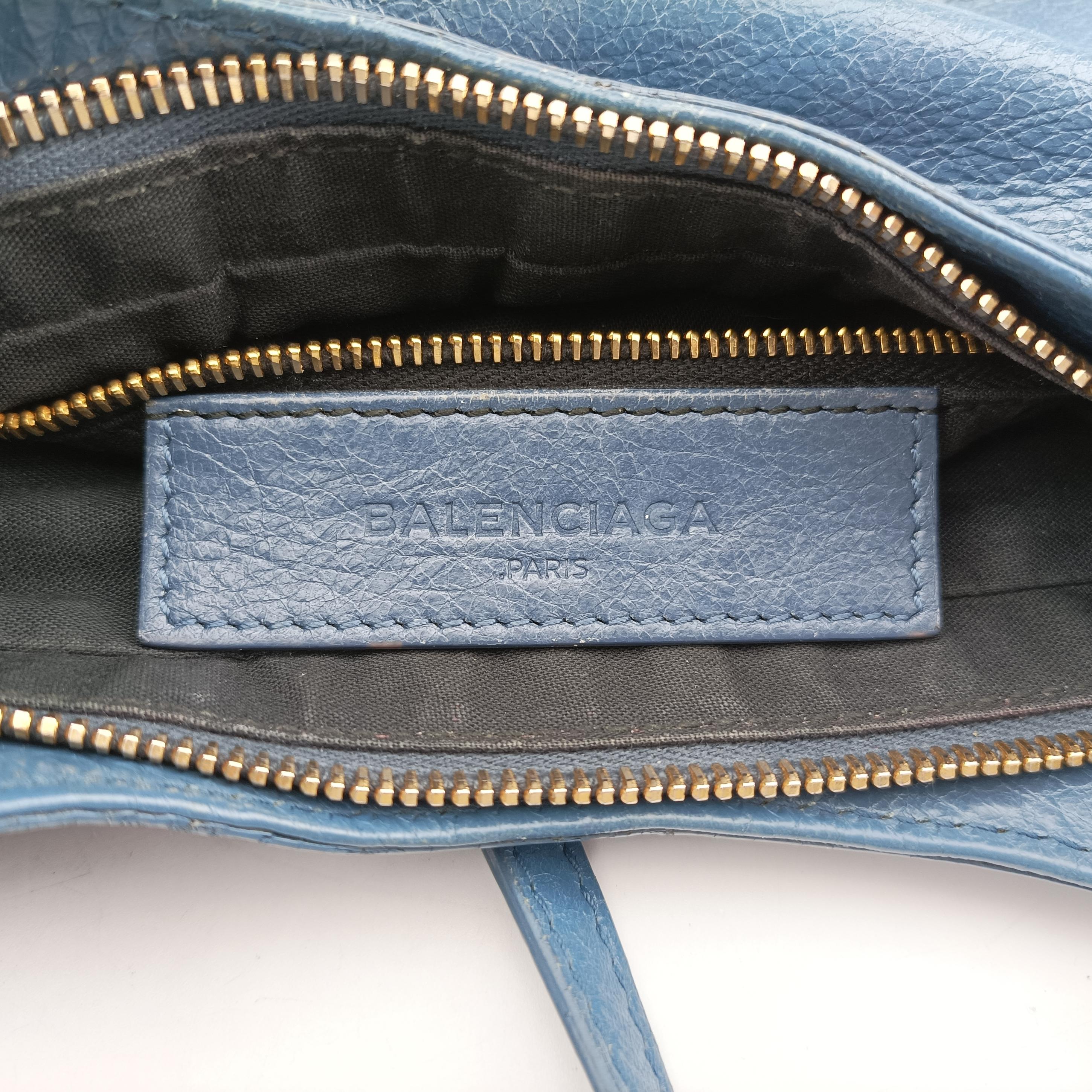 Pre-owned Balenciaga Motocross Giant Classic Hip Blue lambskin  shoulderbag | stylenewstar