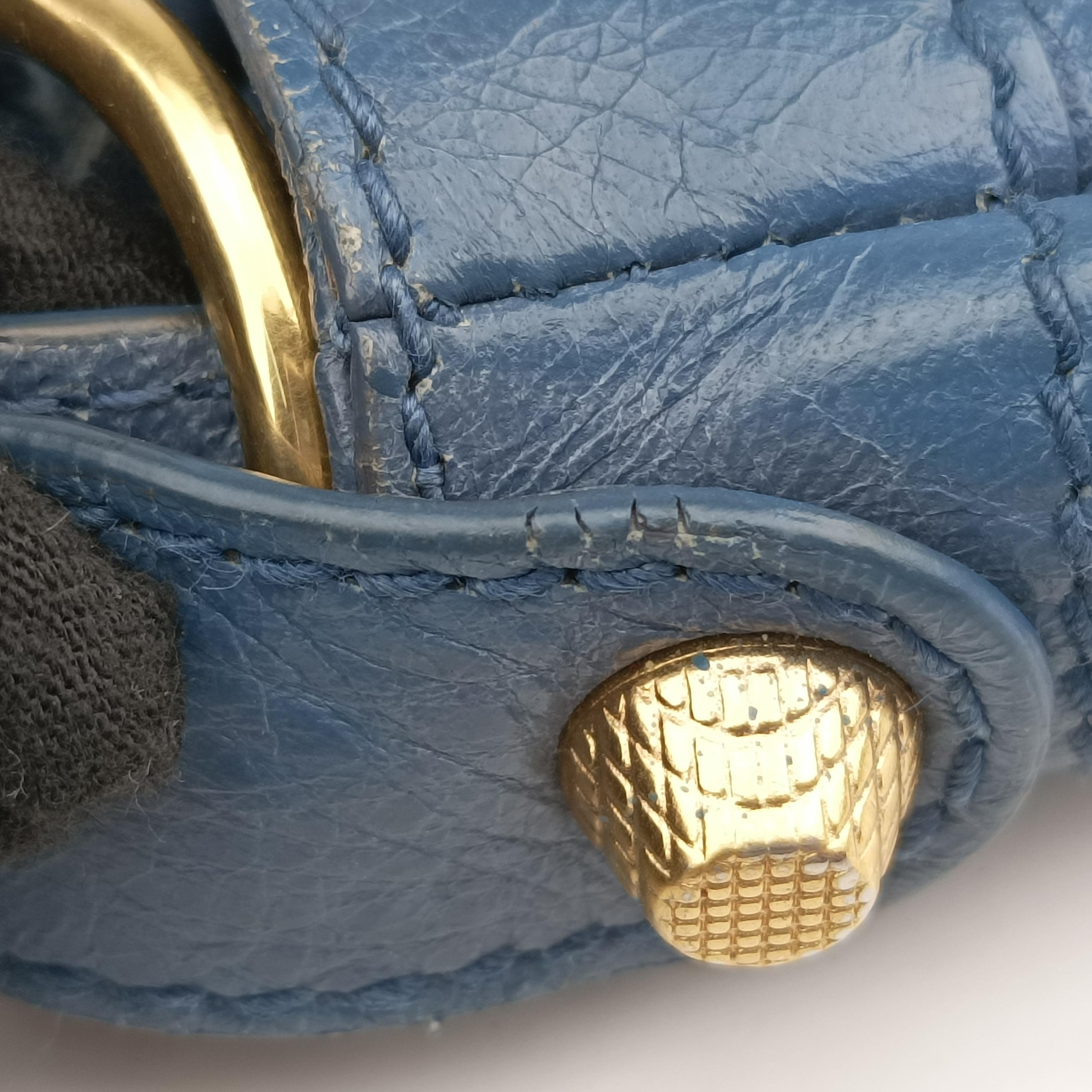 Pre-owned Balenciaga Motocross Giant Classic Hip Blue lambskin  shoulderbag | stylenewstar