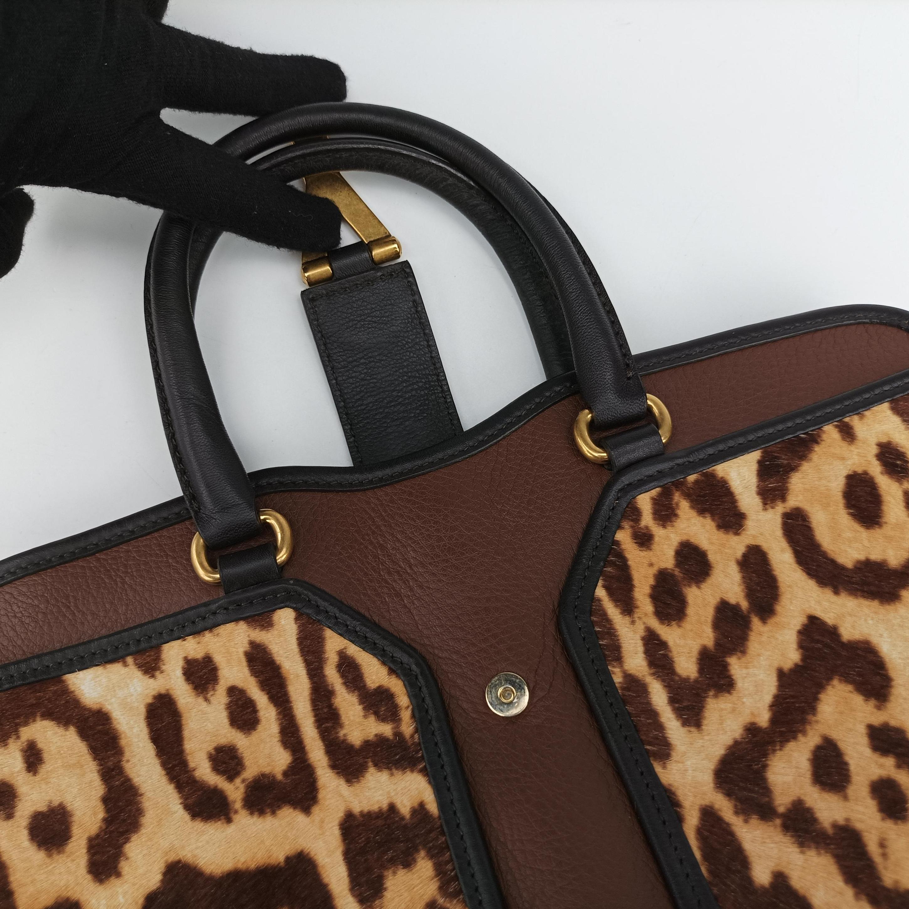 Pre-owned Yves Saint Laurent Cabas ChYc Mini Black×Brown×Multicolour Leather×ponyhair 297957 shoulderbag | stylenewstar
