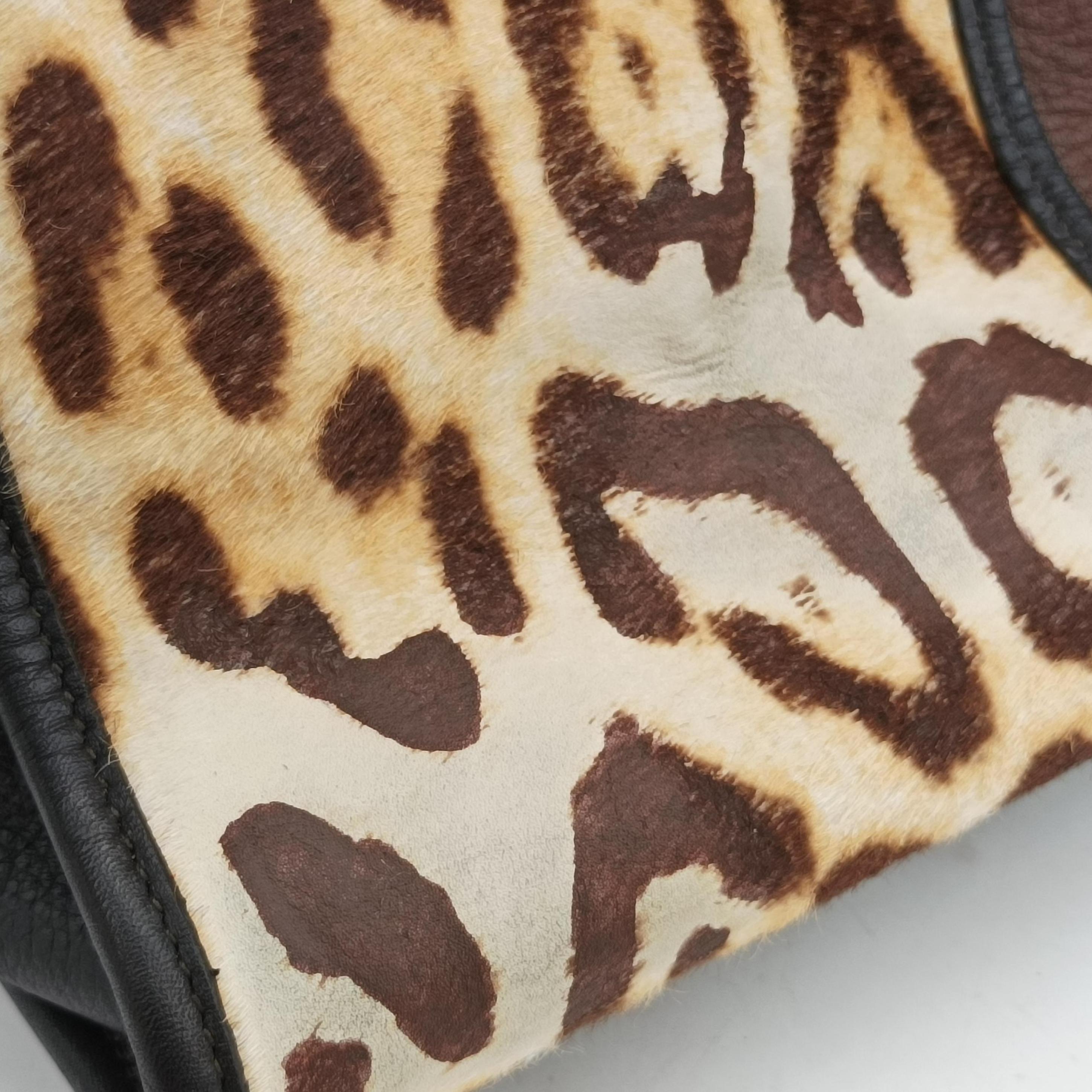 Pre-owned Yves Saint Laurent Cabas ChYc Mini Black×Brown×Multicolour Leather×ponyhair 297957 shoulderbag | stylenewstar