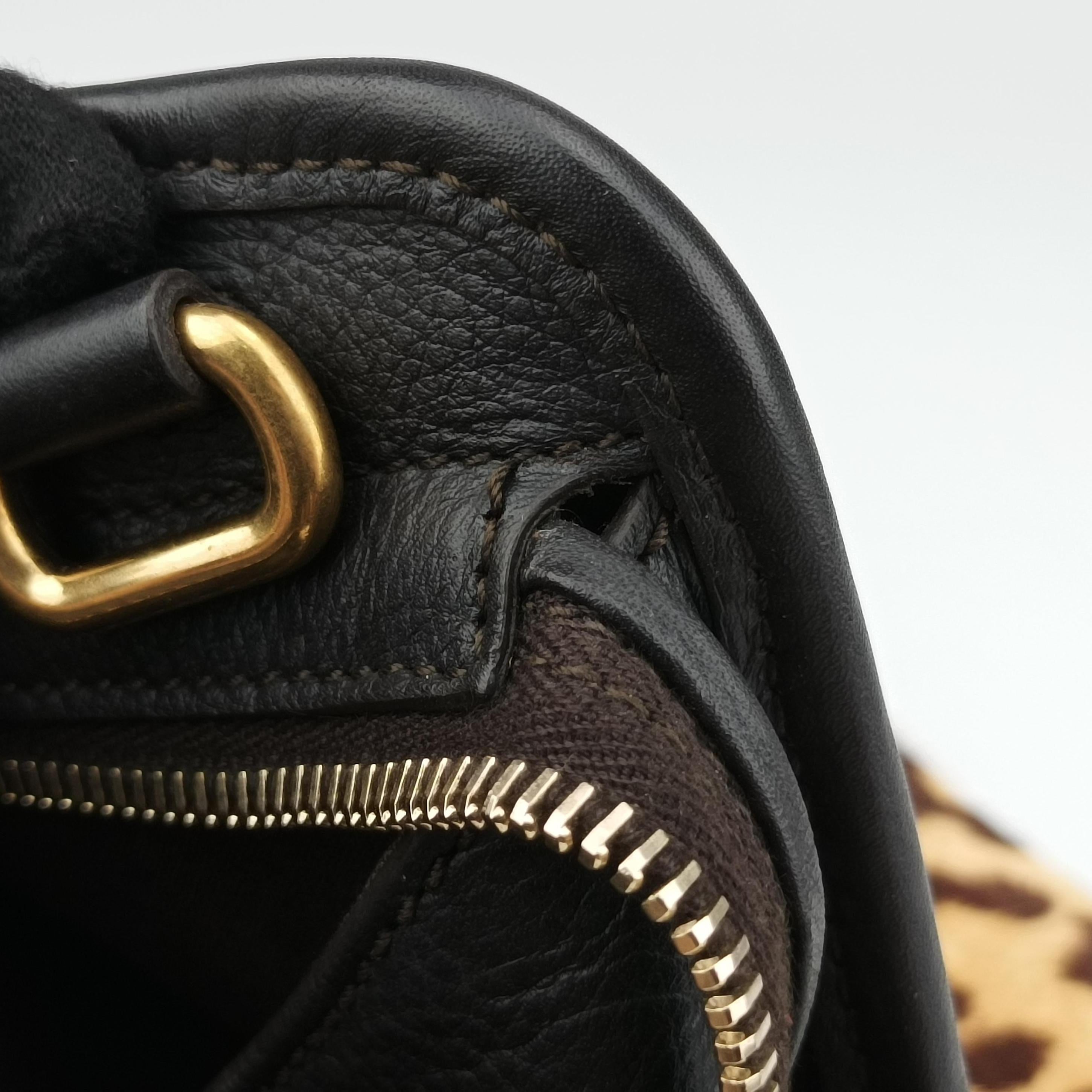 Pre-owned Yves Saint Laurent Cabas ChYc Mini Black×Brown×Multicolour Leather×ponyhair 297957 shoulderbag | stylenewstar