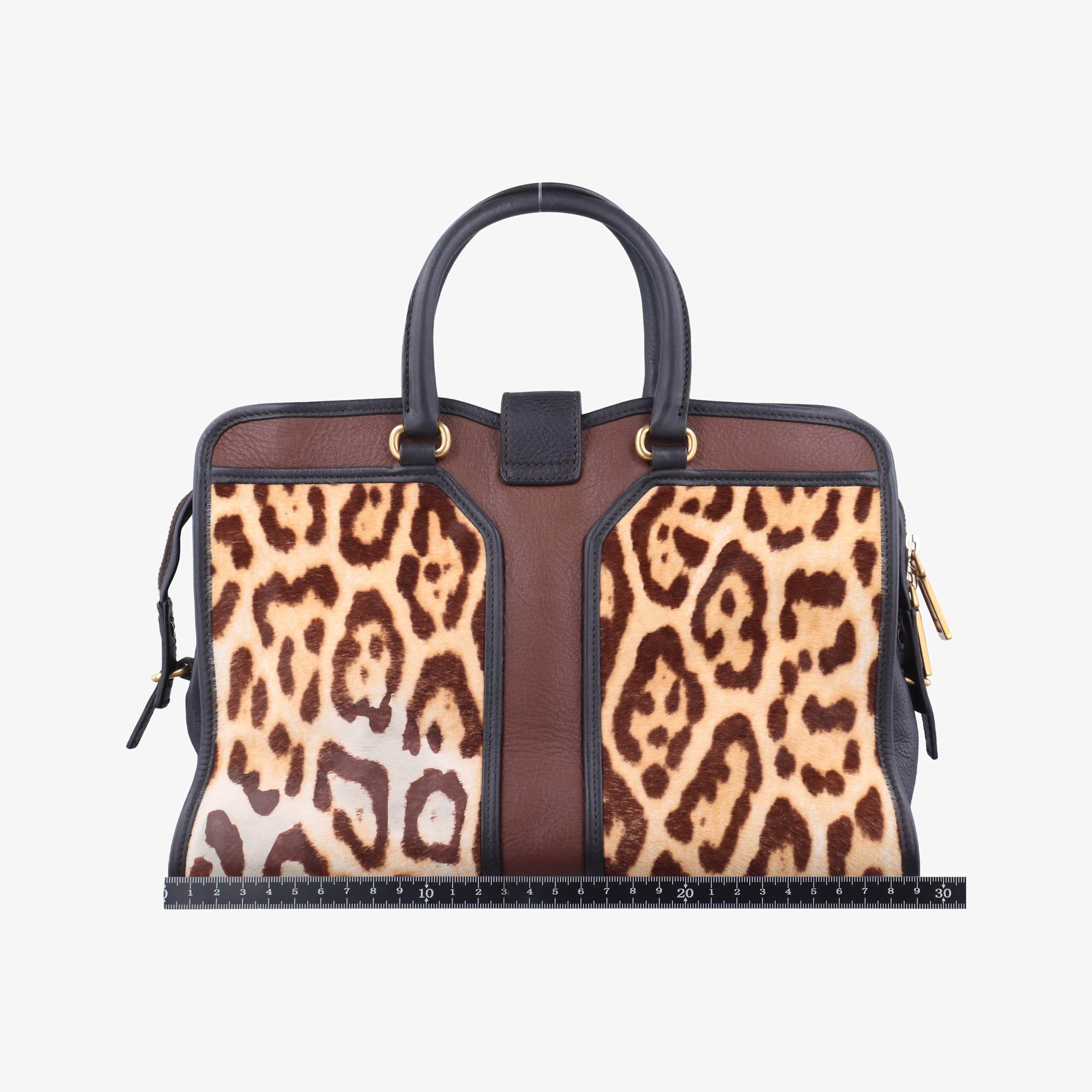 Pre-owned Yves Saint Laurent Cabas ChYc Mini Black×Brown×Multicolour Leather×ponyhair 297957 shoulderbag | stylenewstar