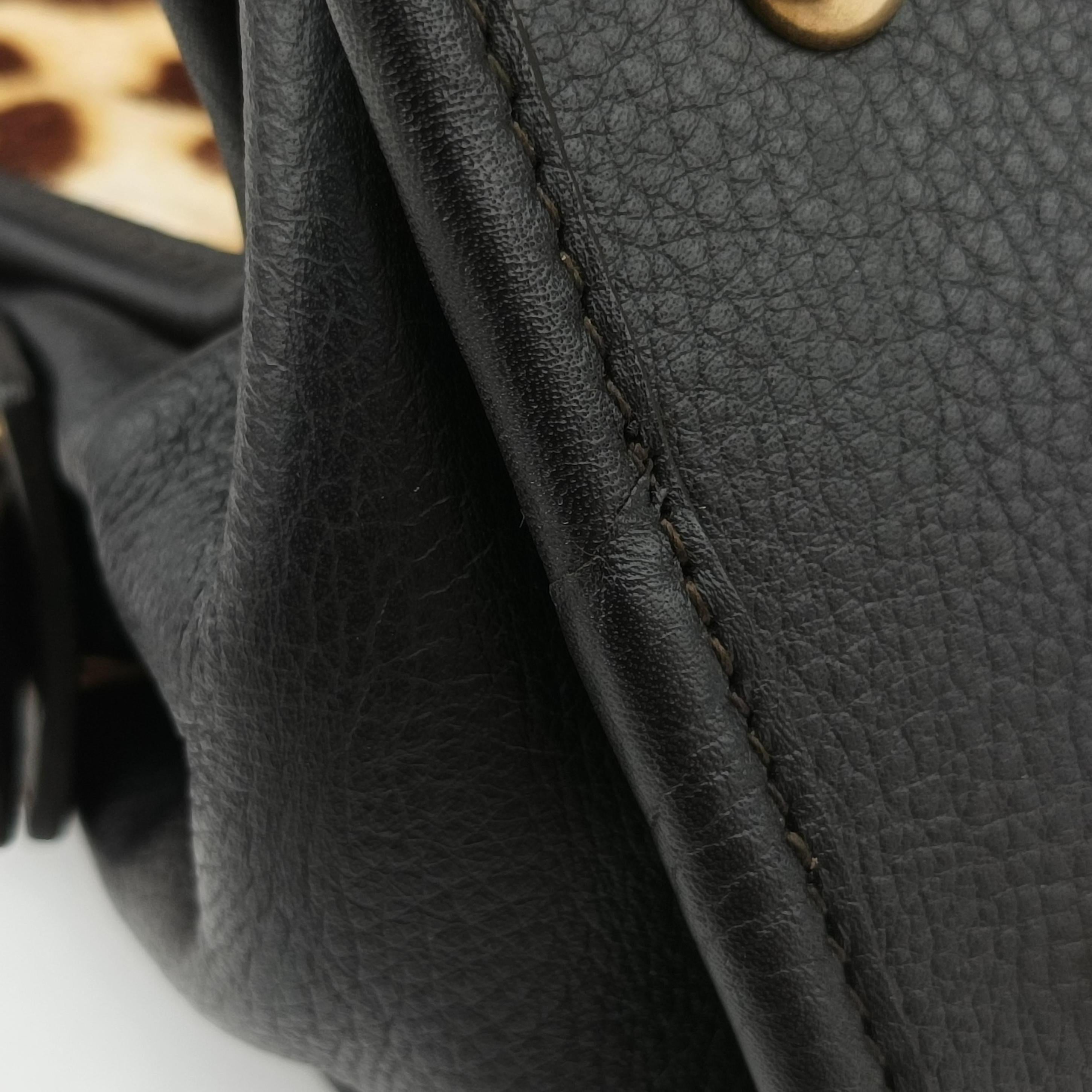 Pre-owned Yves Saint Laurent Cabas ChYc Mini Black×Brown×Multicolour Leather×ponyhair 297957 shoulderbag | stylenewstar