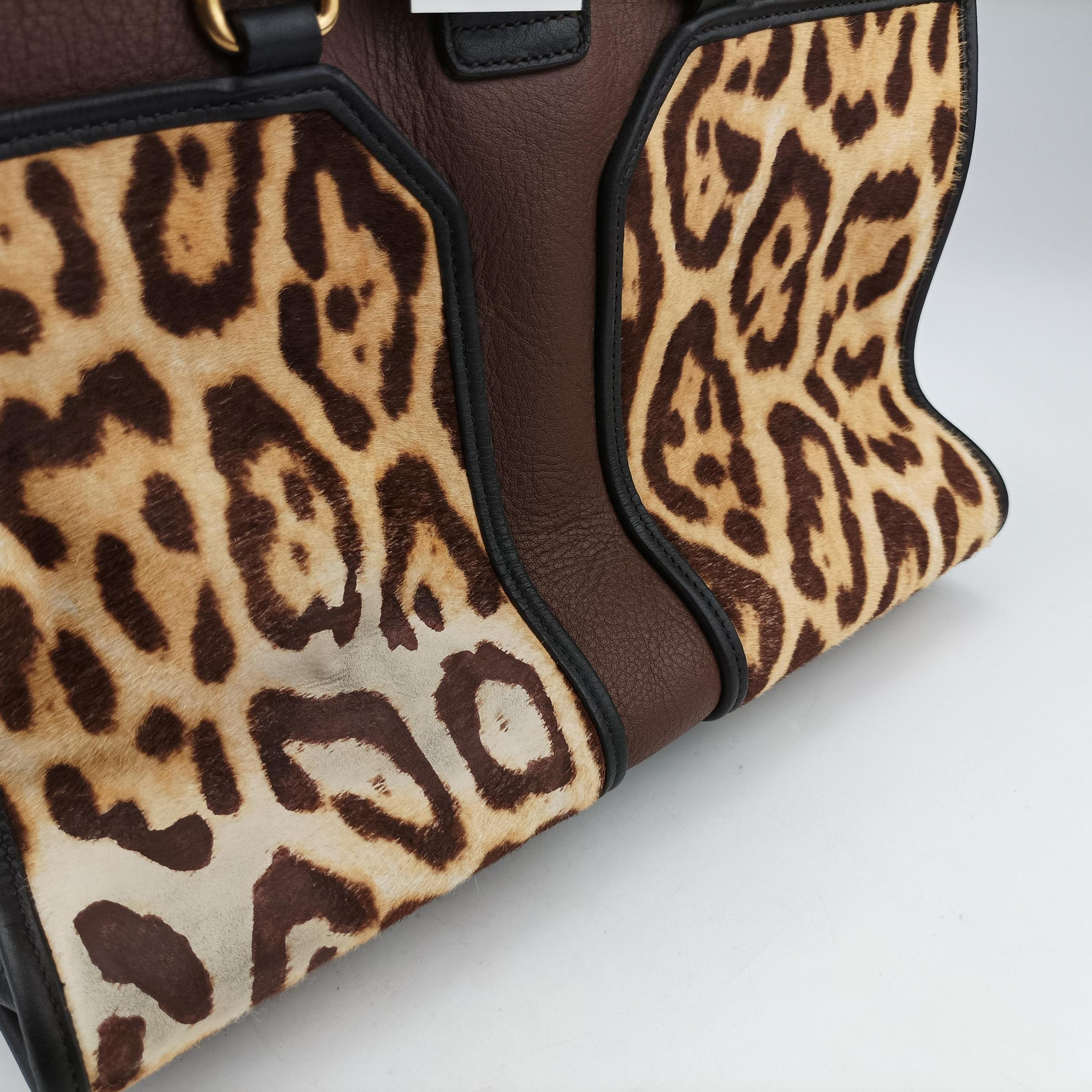 Pre-owned Yves Saint Laurent Cabas ChYc Mini Black×Brown×Multicolour Leather×ponyhair 297957 shoulderbag | stylenewstar