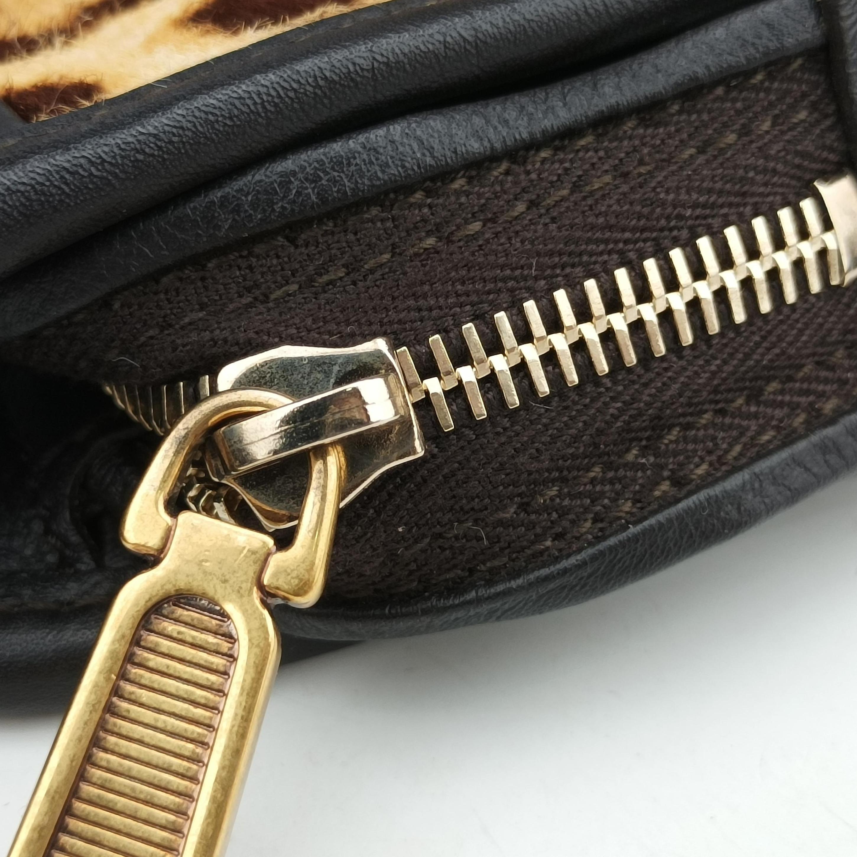 Pre-owned Yves Saint Laurent Cabas ChYc Mini Black×Brown×Multicolour Leather×ponyhair 297957 shoulderbag | stylenewstar