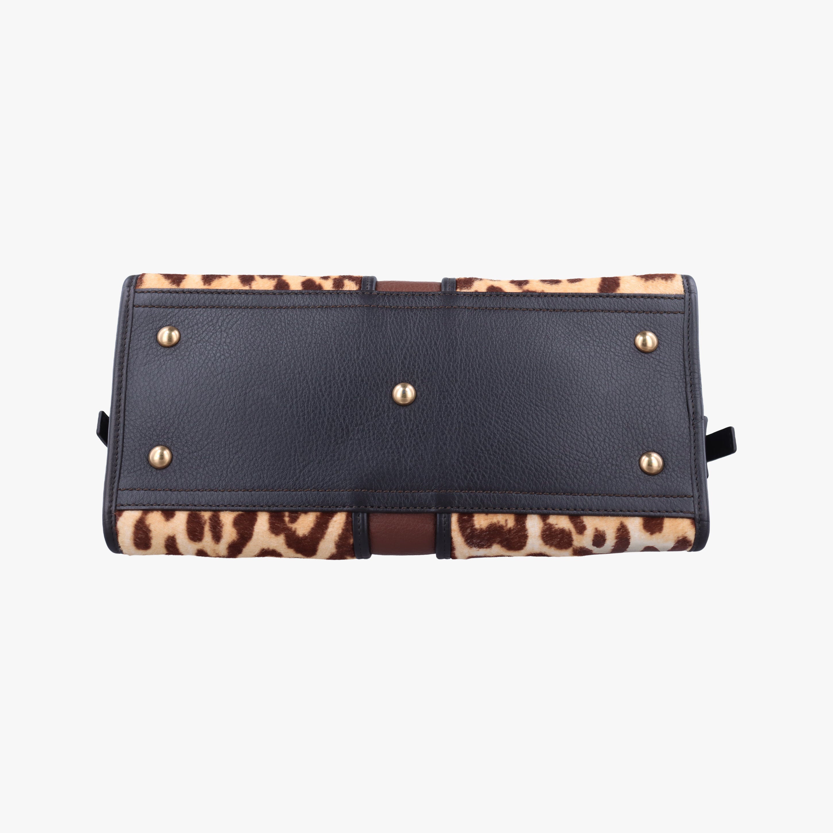 Pre-owned Yves Saint Laurent Cabas ChYc Mini Black×Brown×Multicolour Leather×ponyhair 297957 shoulderbag | stylenewstar